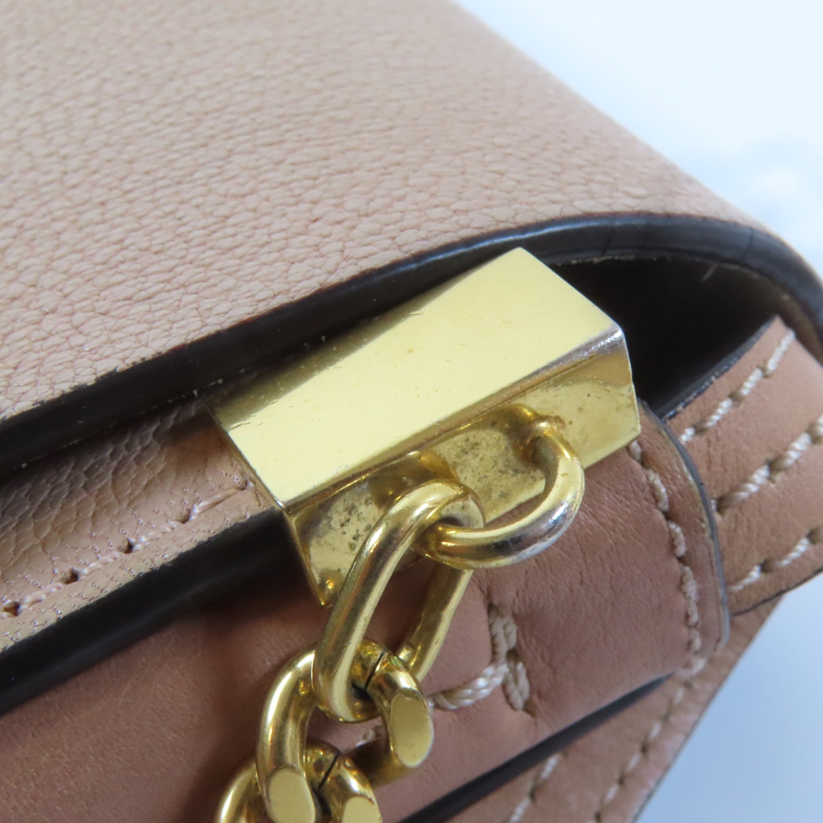 Chloe 牛皮皮革Shoulder Bag金扣肩背袋米色