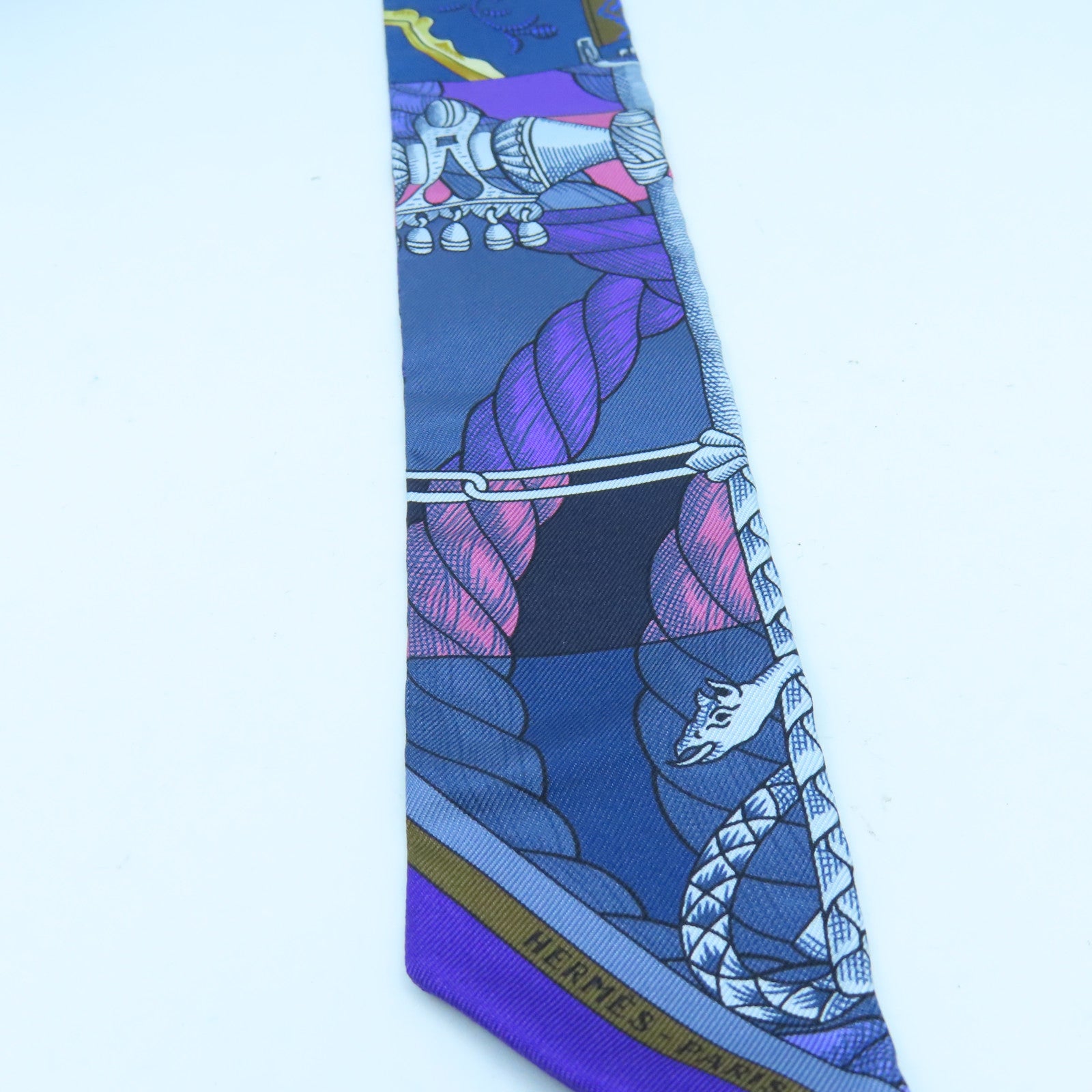 HERMES 丝质Twilly丝巾蓝色