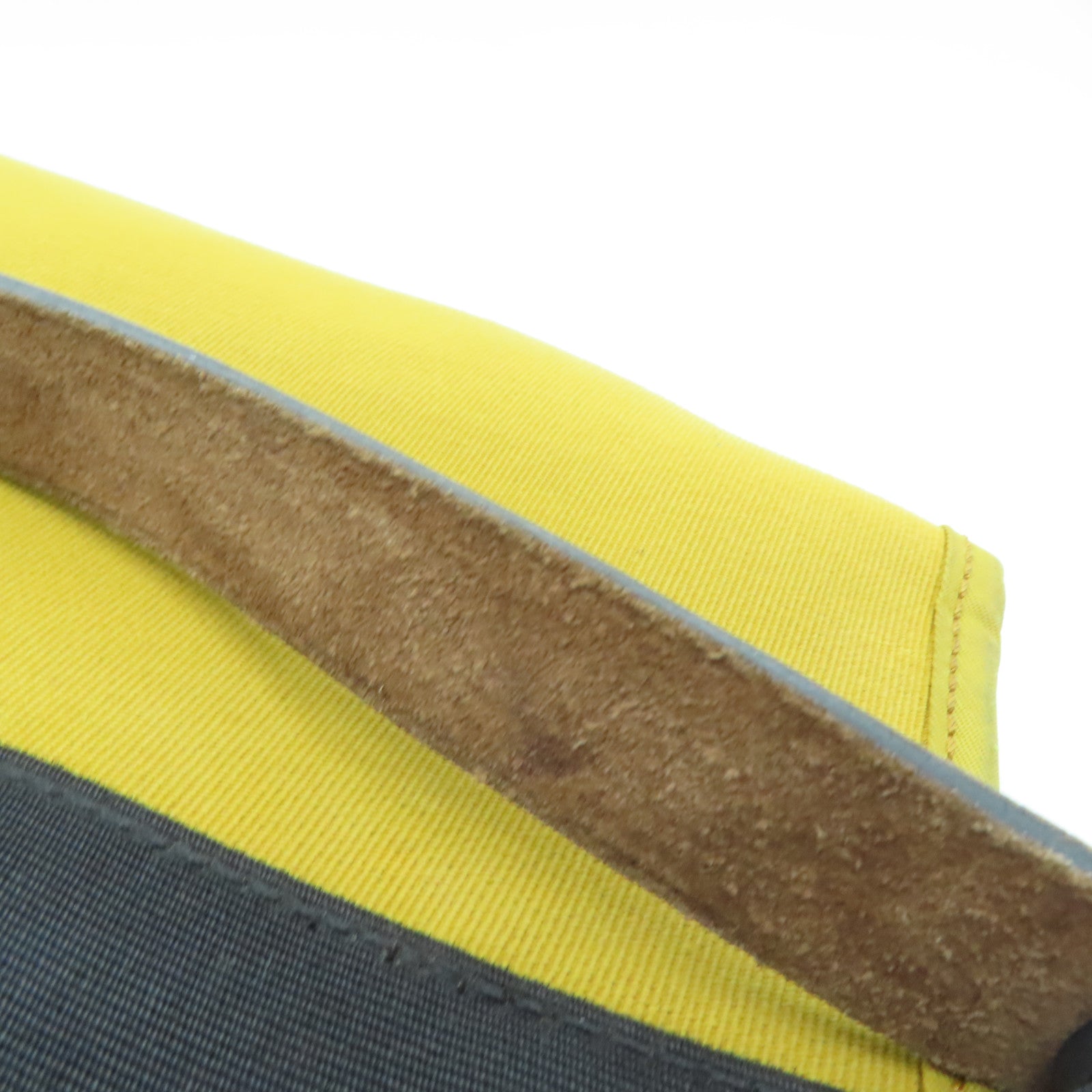 HERMES Canvas Cabag Silver Buckle Handle Shoulder Bag Black/Mustard