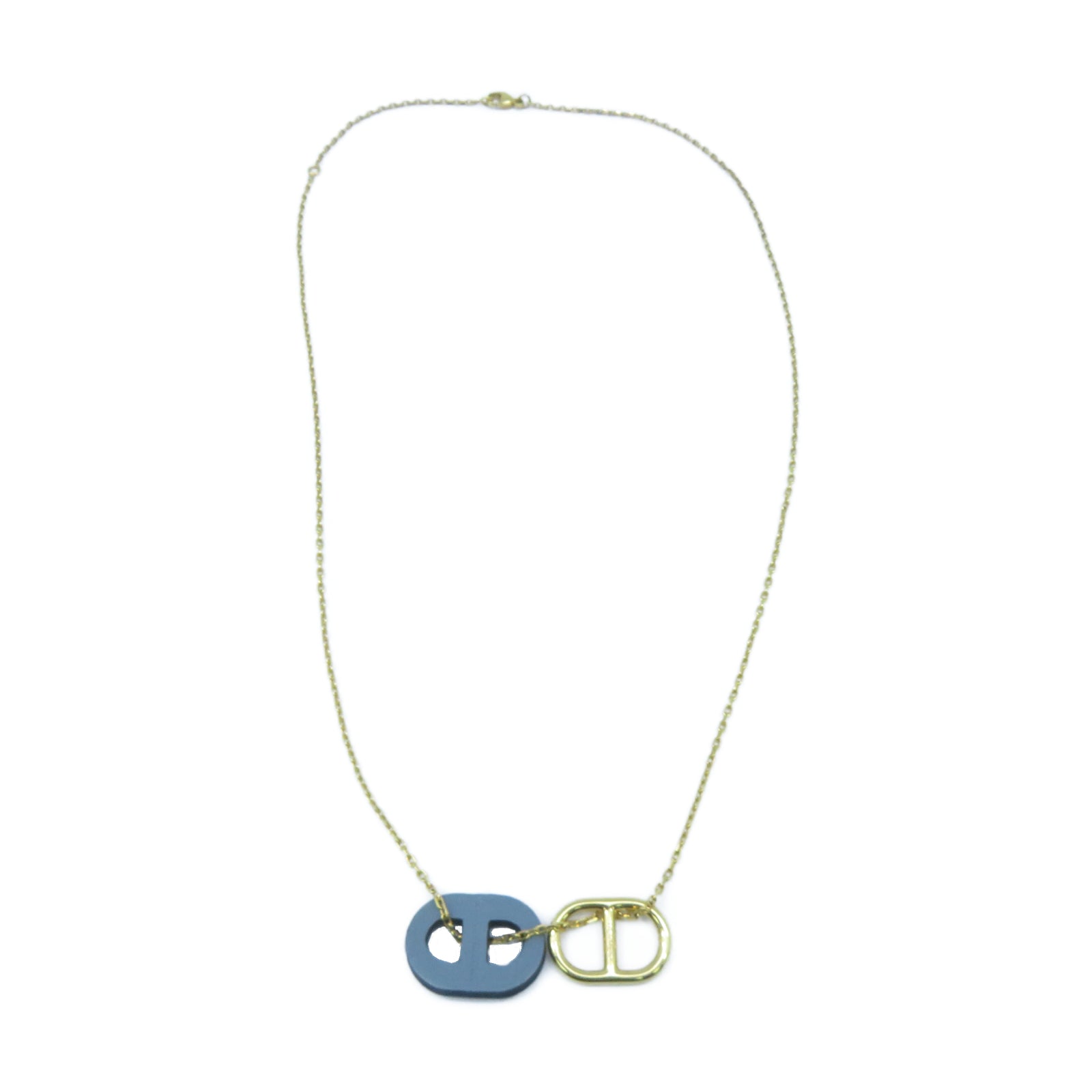 HERMES 金屬Necklace金扣項鍊金色/藍色