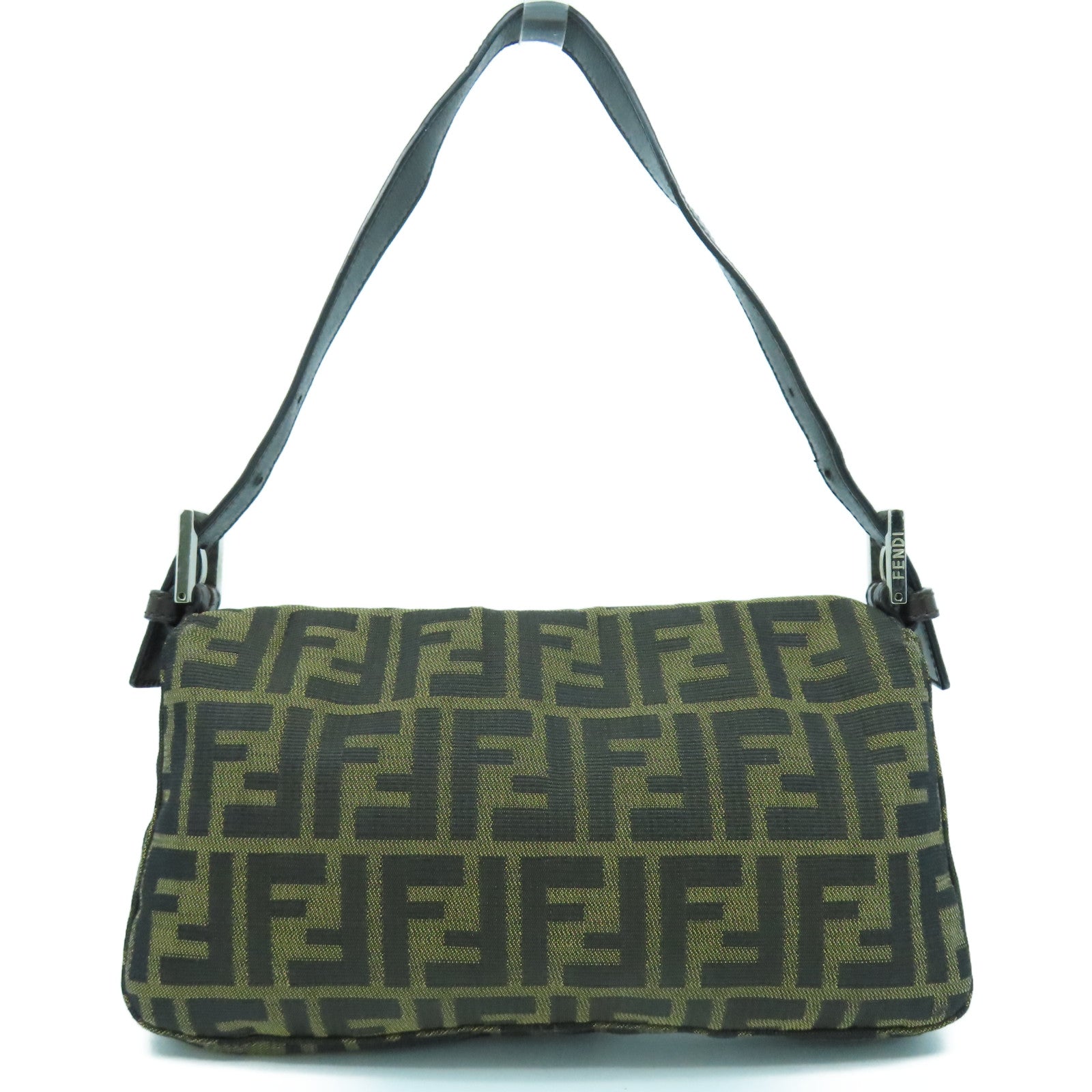 FENDI 帆布Hand Bag銀扣手挽袋啡色