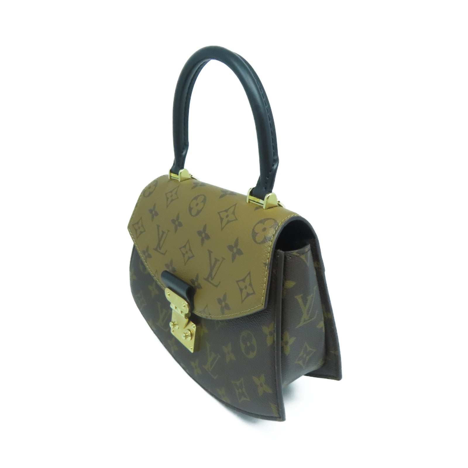 LOUIS VUITTON Monogram Reverse Tilsitt金扣手挽肩背兩用袋啡色