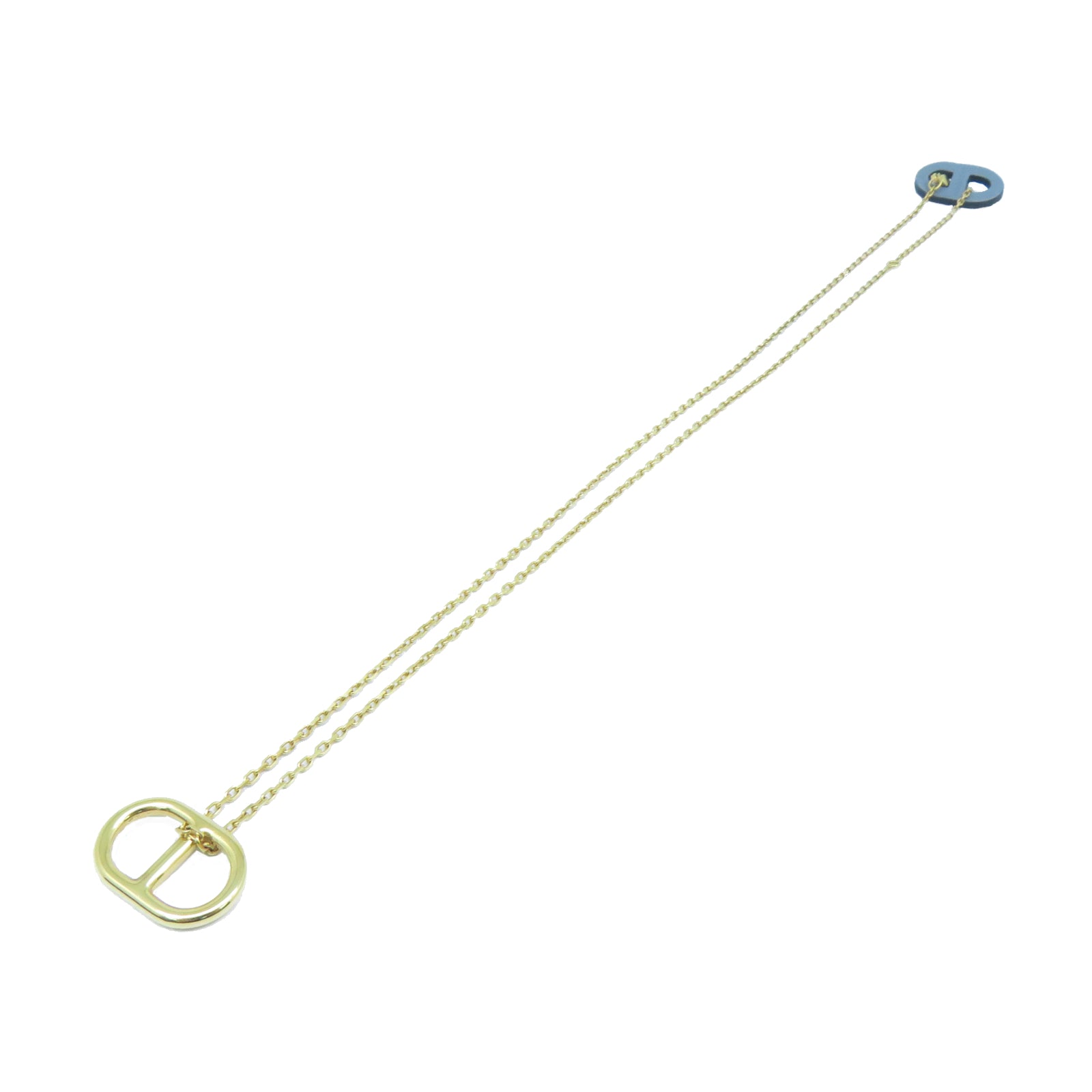 HERMES 金屬Necklace金扣項鍊金色/藍色