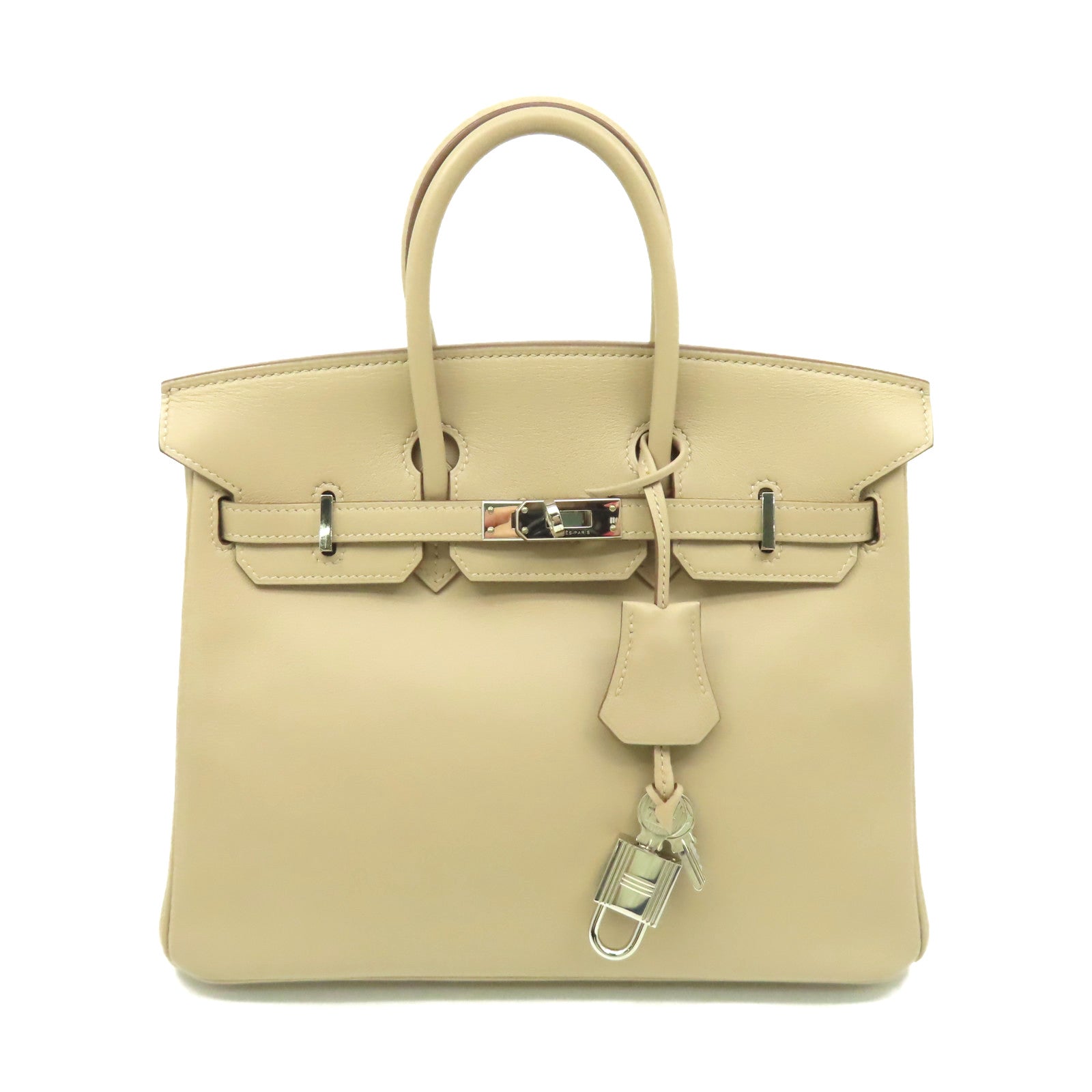 HERMES Swift皮革Birkin 25 Hand Bag銀扣手挽袋Argile鑽石灰色