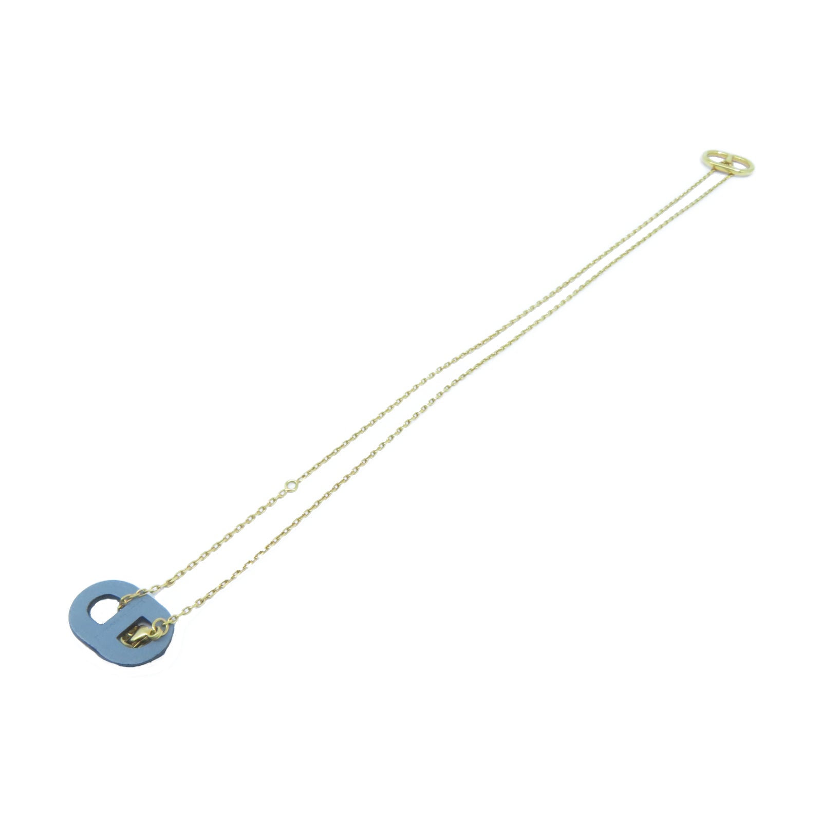 HERMES 金屬Necklace金扣項鍊金色/藍色