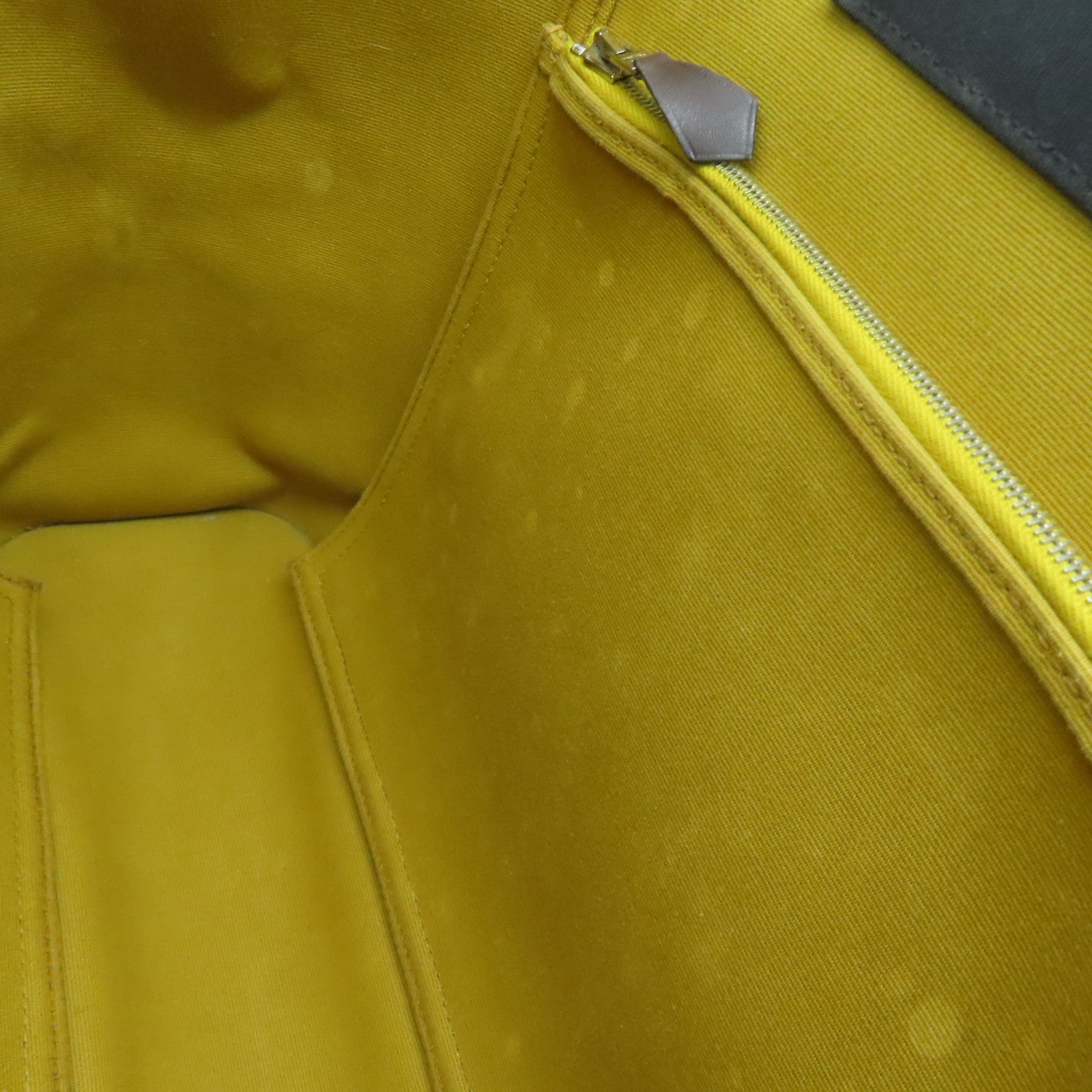 HERMES Canvas Cabag Silver Buckle Handle Shoulder Bag Black/Mustard