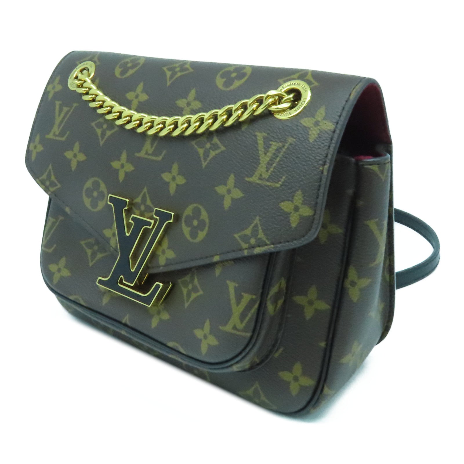 LOUIS VUITTON Monogram Passy金扣鏈帶肩背袋啡色