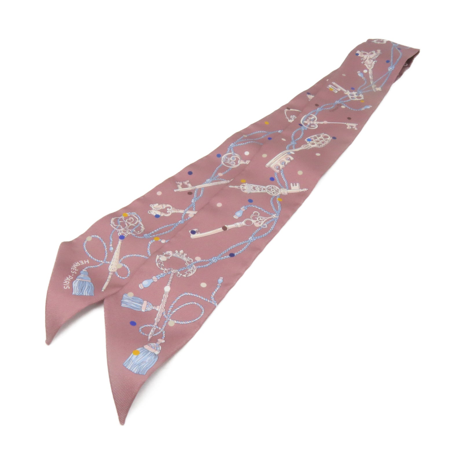 HERMES 丝质Twilly Scarf丝巾浅啡色/彩色