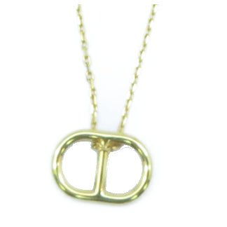 HERMES 金屬Necklace金扣項鍊金色/藍色