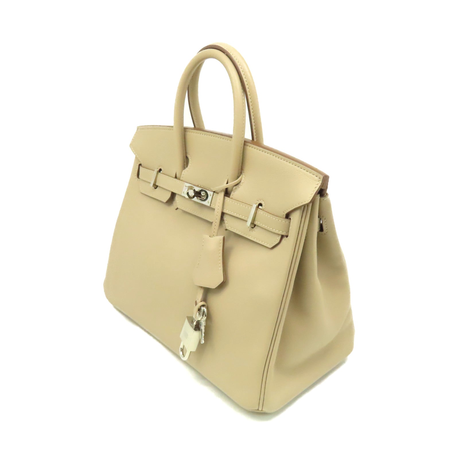 HERMES Swift皮革Birkin 25 Hand Bag銀扣手挽袋Argile鑽石灰色