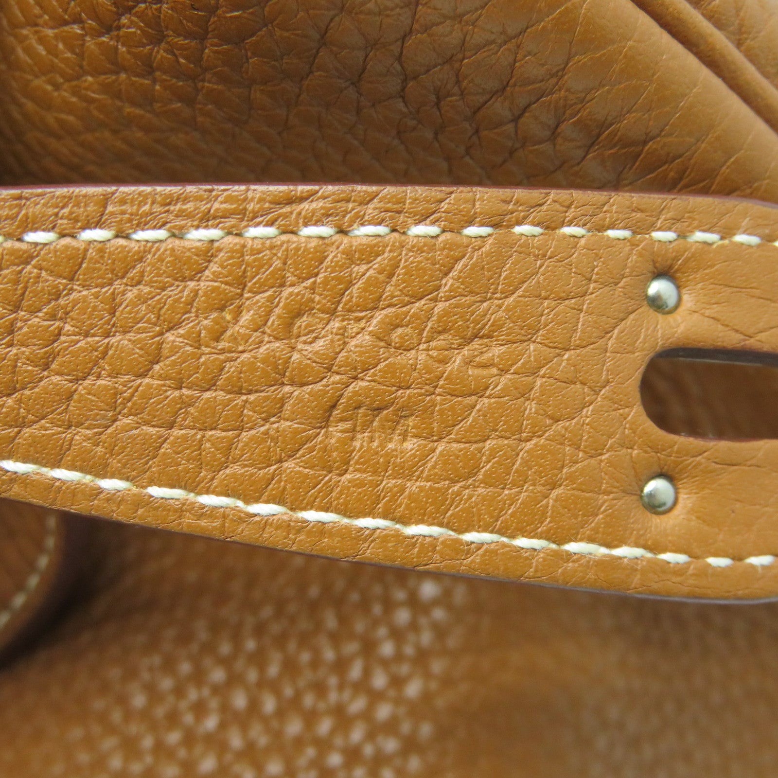 HERMES Clemence皮革Lindy 34銀扣肩背袋Gold金棕色