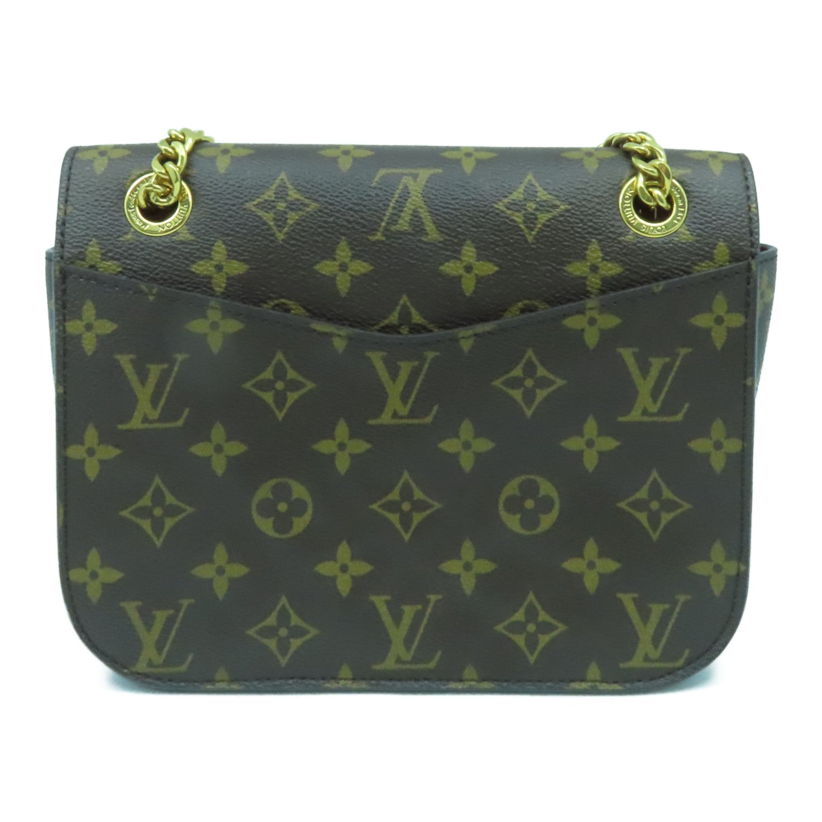 LOUIS VUITTON Monogram Passy金扣鏈帶肩背袋啡色