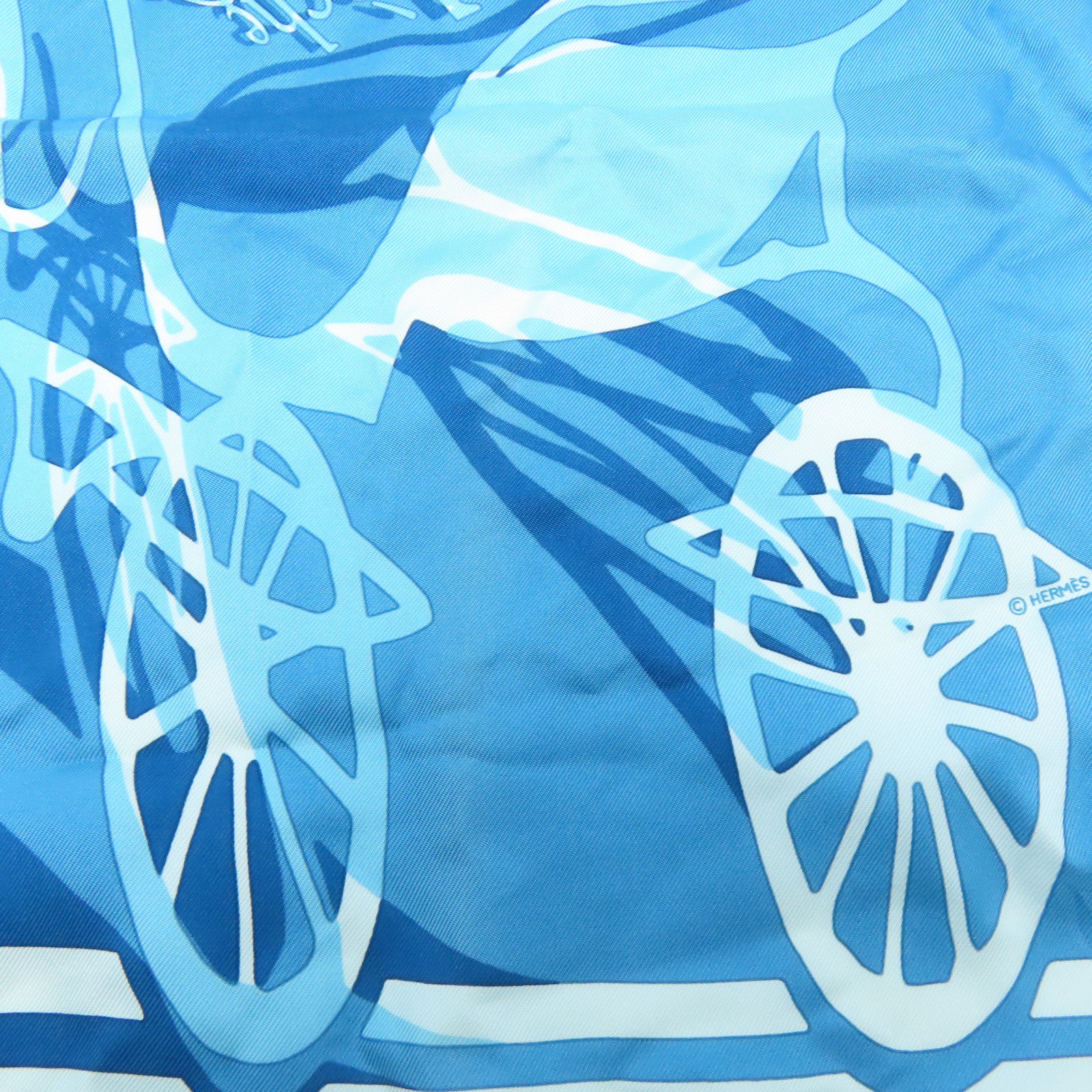 HERMES 絲質Scarf 45x45絲巾藍色