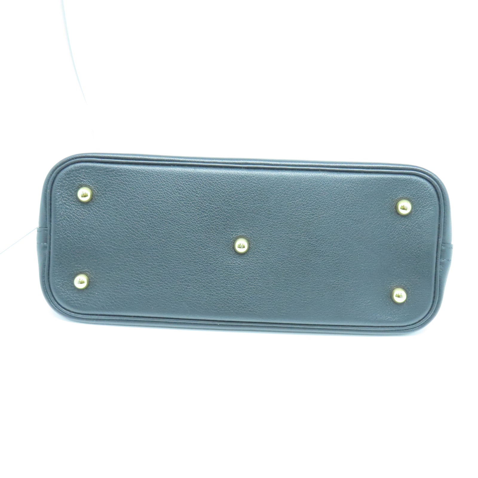 HERMES Goatskin Leather Bolide 1923 Gold Buckle Handle Shoulder Bag Black