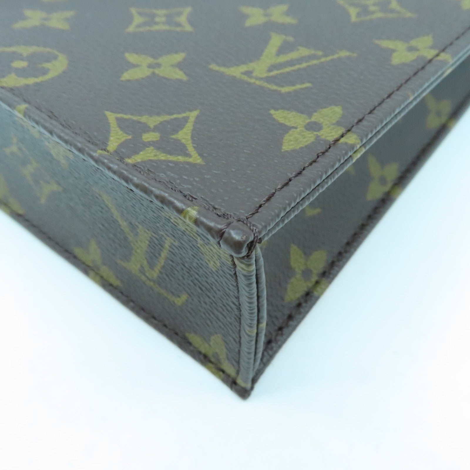 LOUIS VUITTON Monogram Petit Sac Plat金扣手挽肩背兩用袋啡色