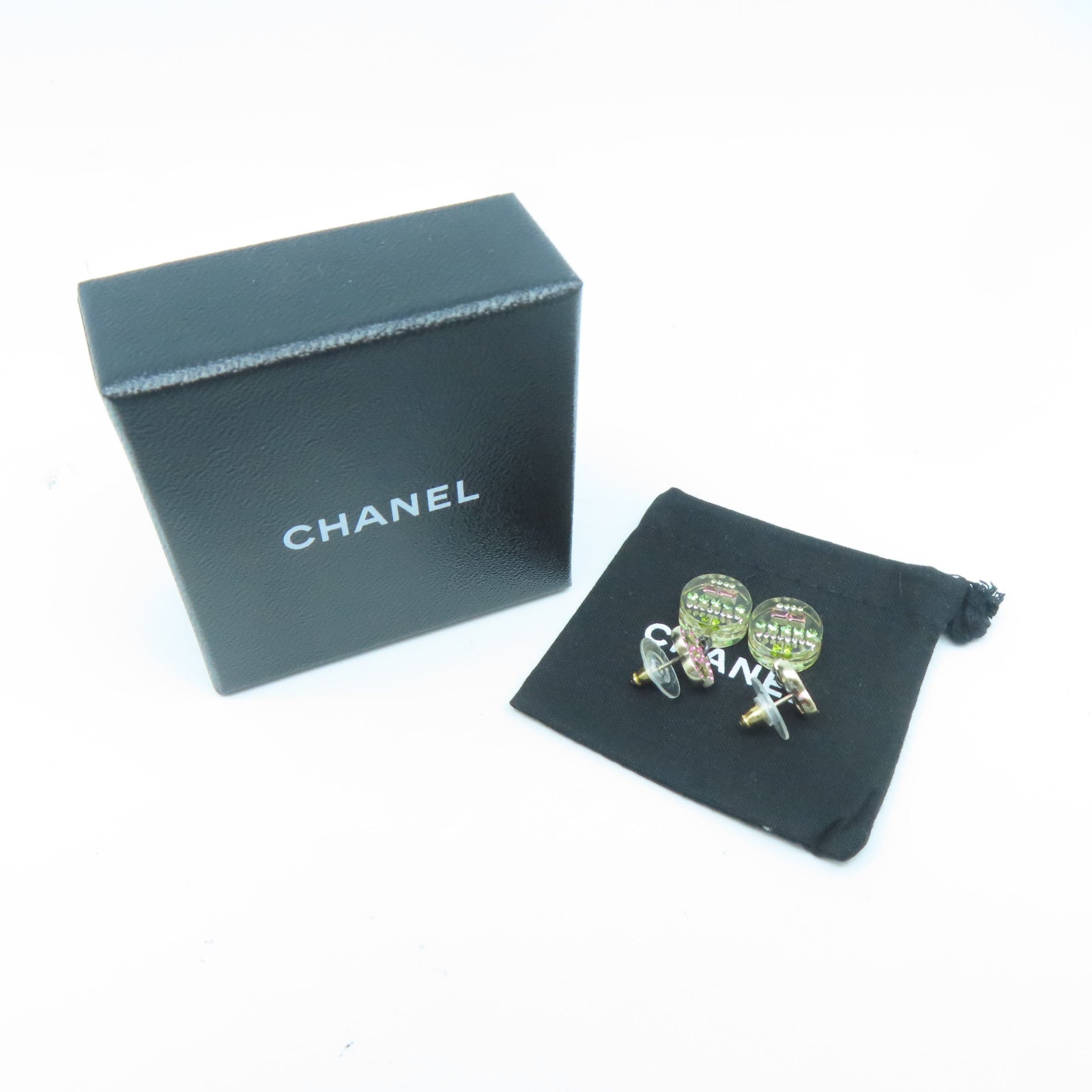 CHANEL 金屬Earrings耳環金色/綠色
