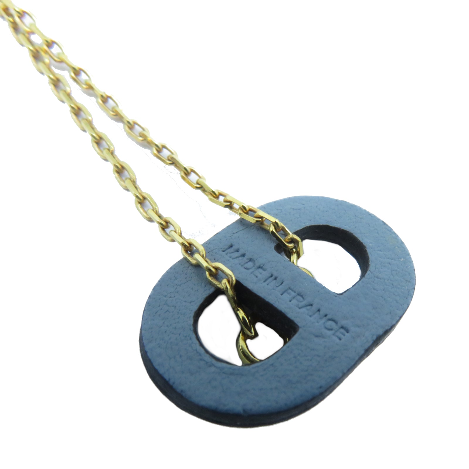 HERMES 金屬Necklace金扣項鍊金色/藍色
