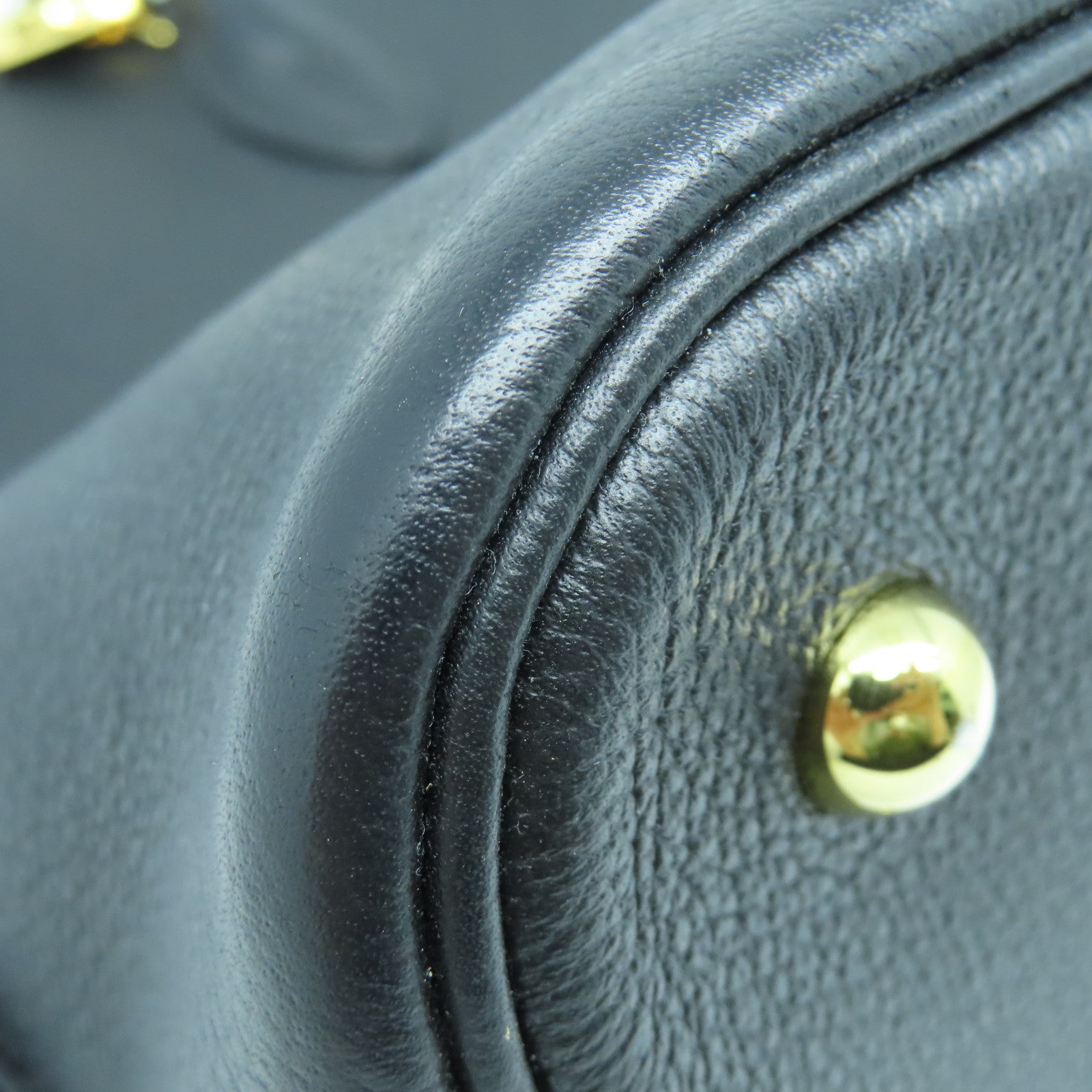 HERMES Goatskin Leather Bolide 1923 Gold Buckle Handle Shoulder Bag Black