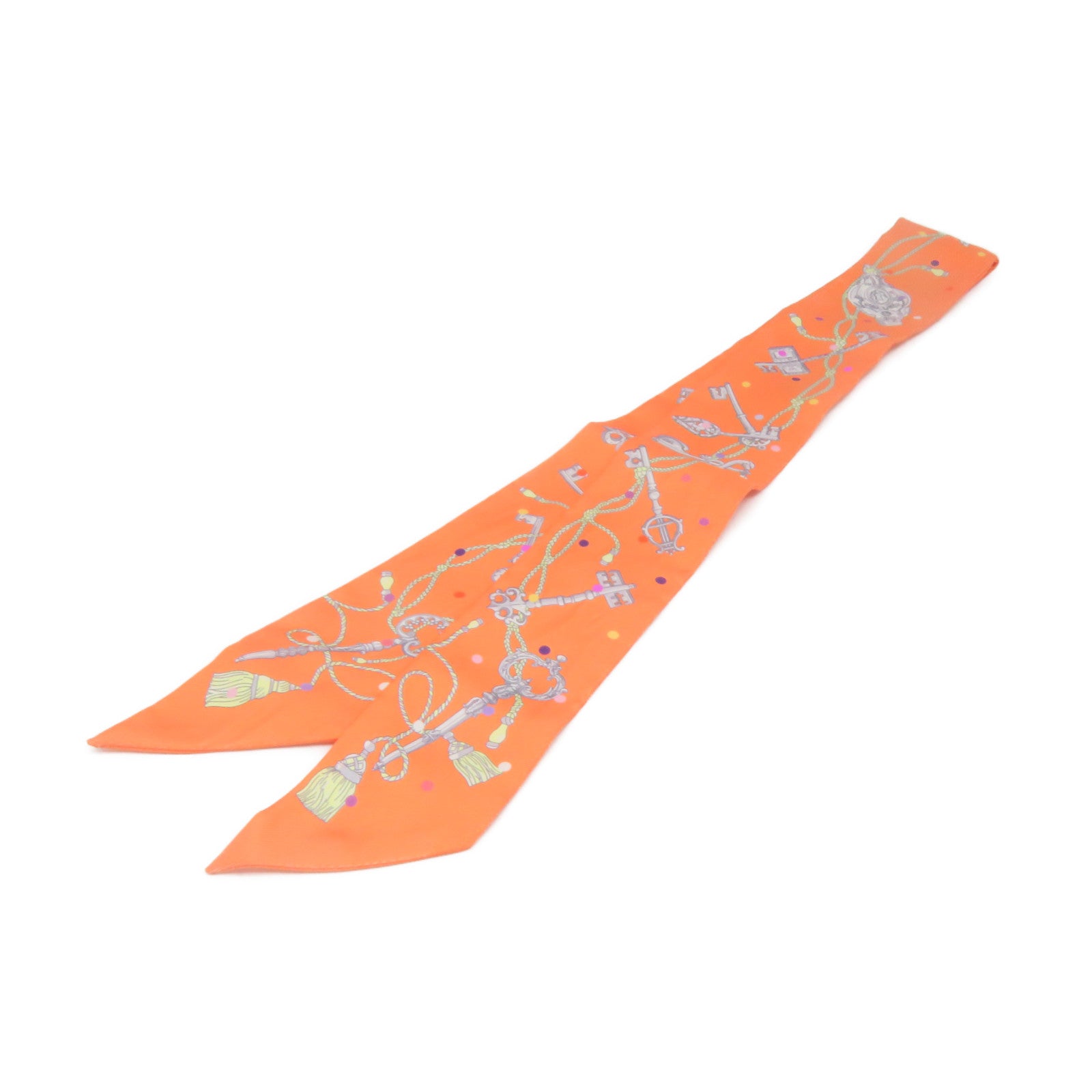 HERMES 丝质Twilly Scarf丝巾橙色/彩色