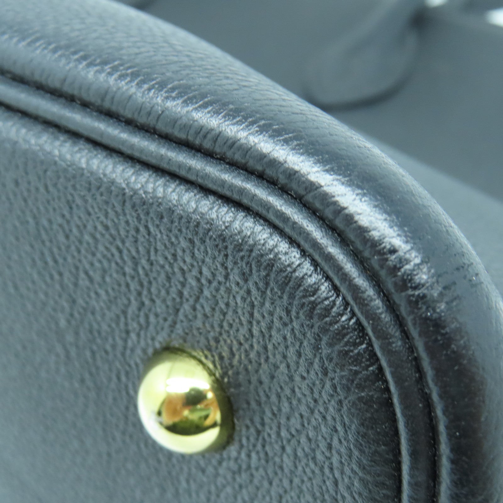 HERMES Goatskin Leather Bolide 1923 Gold Buckle Handle Shoulder Bag Black