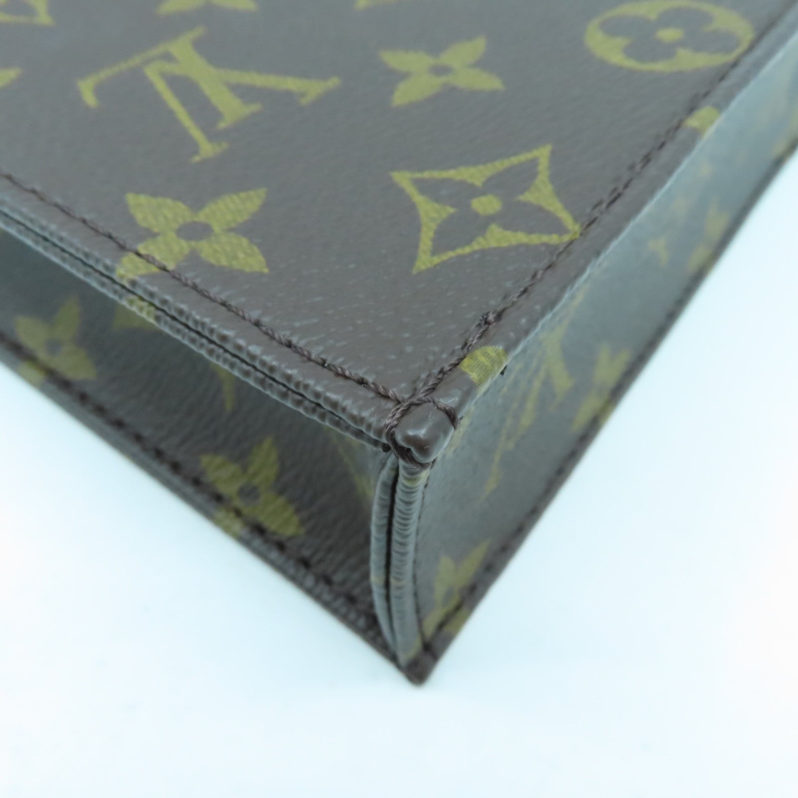 LOUIS VUITTON Monogram Petit Sac Plat金扣手挽肩背兩用袋啡色