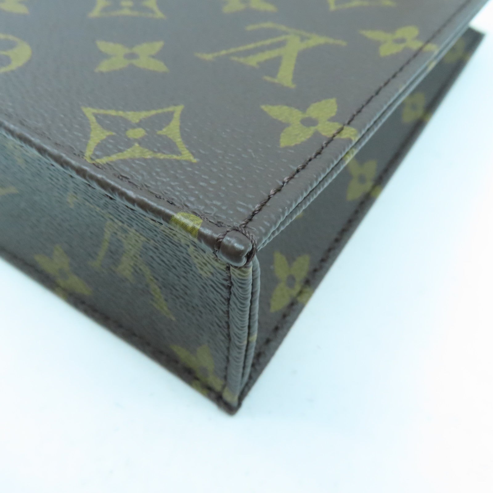 LOUIS VUITTON Monogram Petit Sac Plat金扣手挽肩背兩用袋啡色
