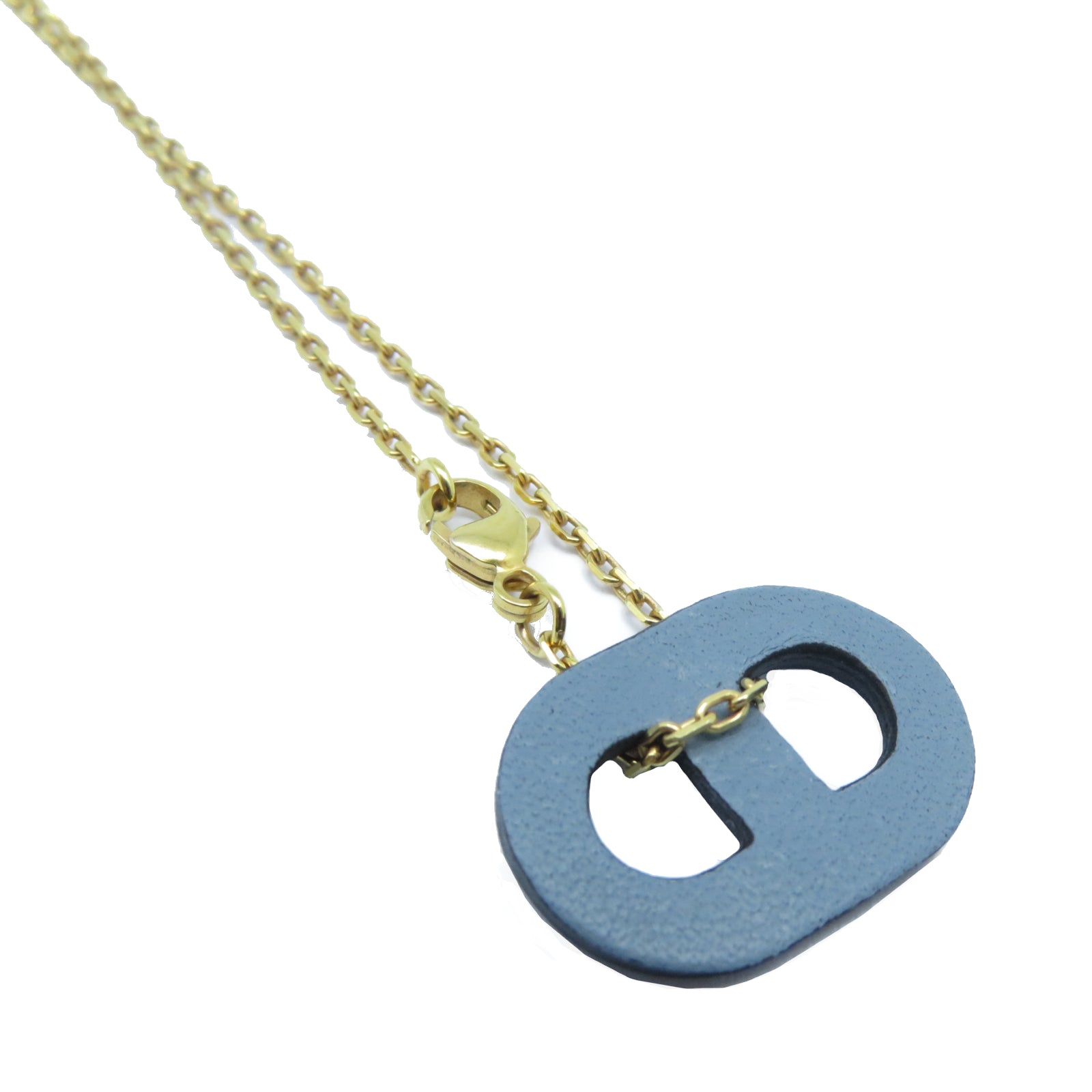 HERMES 金屬Necklace金扣項鍊金色/藍色