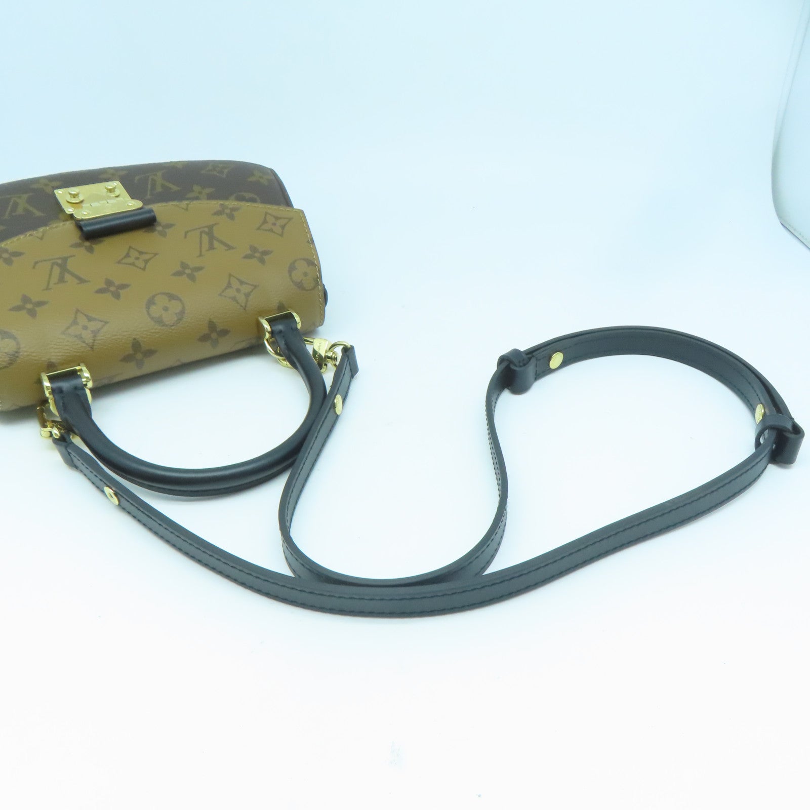 LOUIS VUITTON Monogram Reverse Tilsitt金扣手挽肩背兩用袋啡色