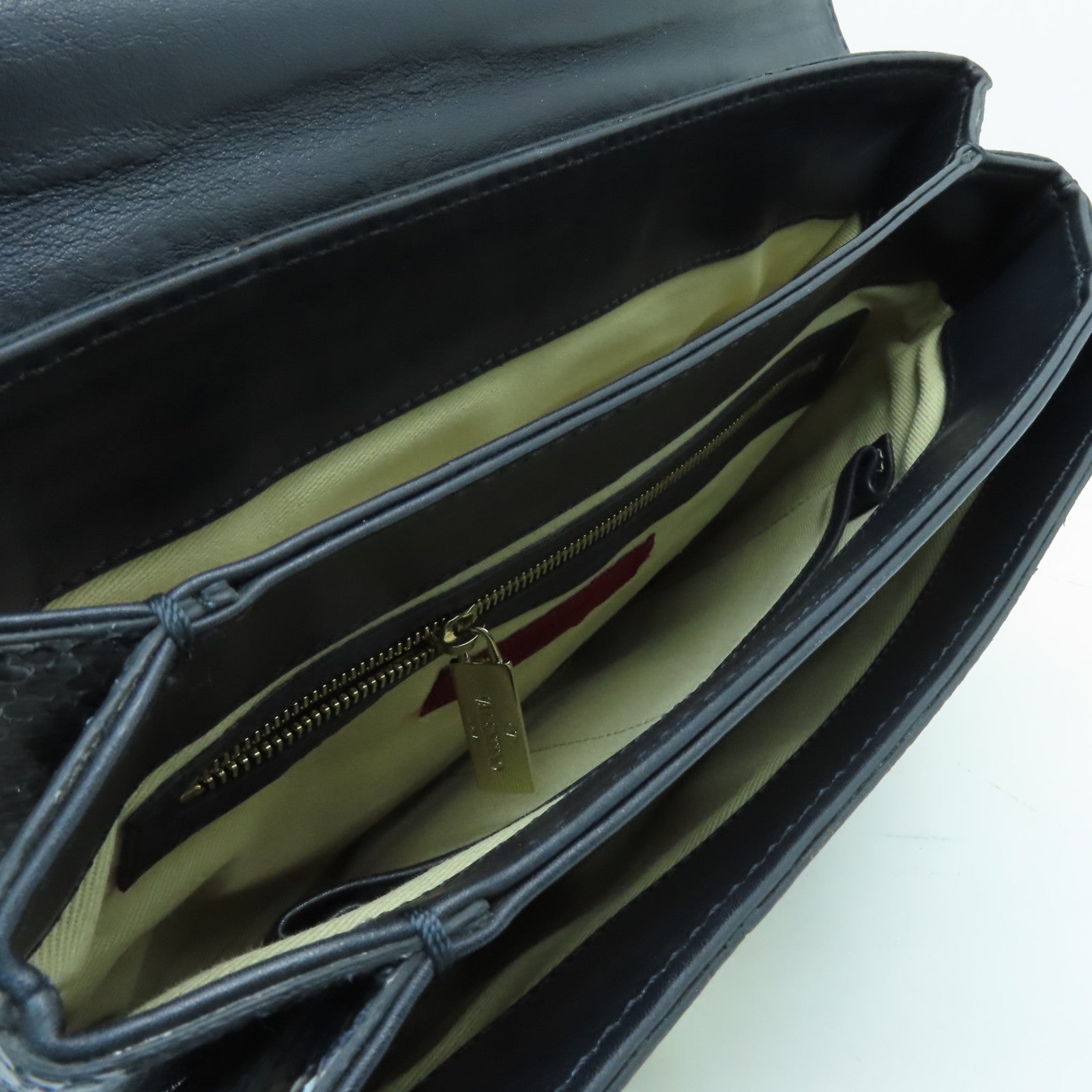 Valentino 蛇皮皮革Handbag金扣手挽袋藍色/黒色
