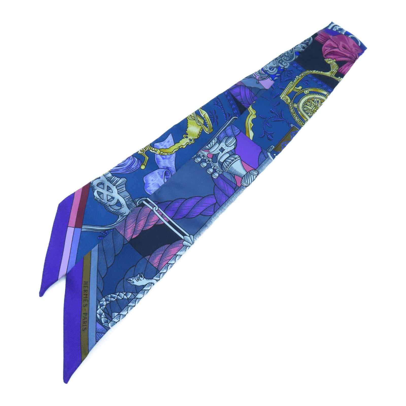 HERMES 丝质Twilly丝巾蓝色