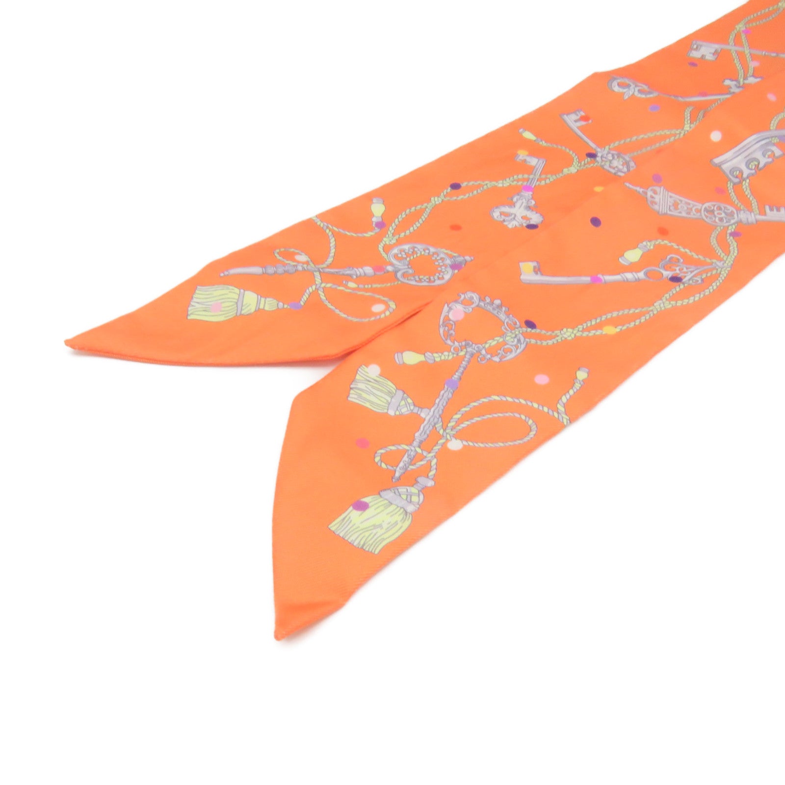 HERMES 丝质Twilly Scarf丝巾橙色/彩色