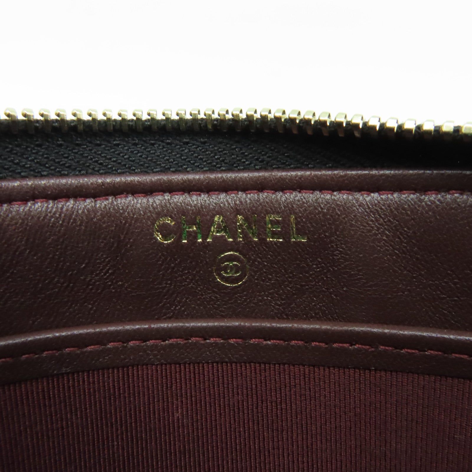 CHANEL 菱格羊皮批皮革Pouch Wallet金扣長錢包黑色