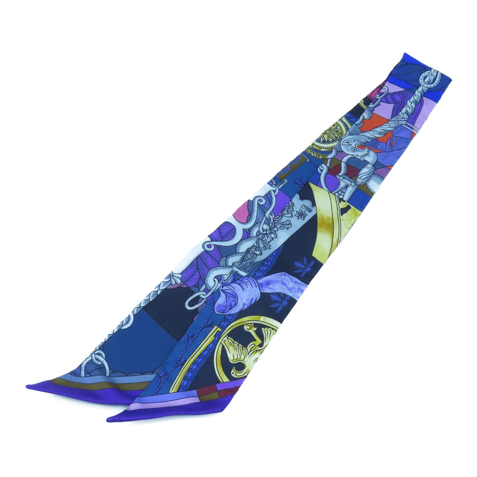 HERMES 丝质Twilly丝巾蓝色