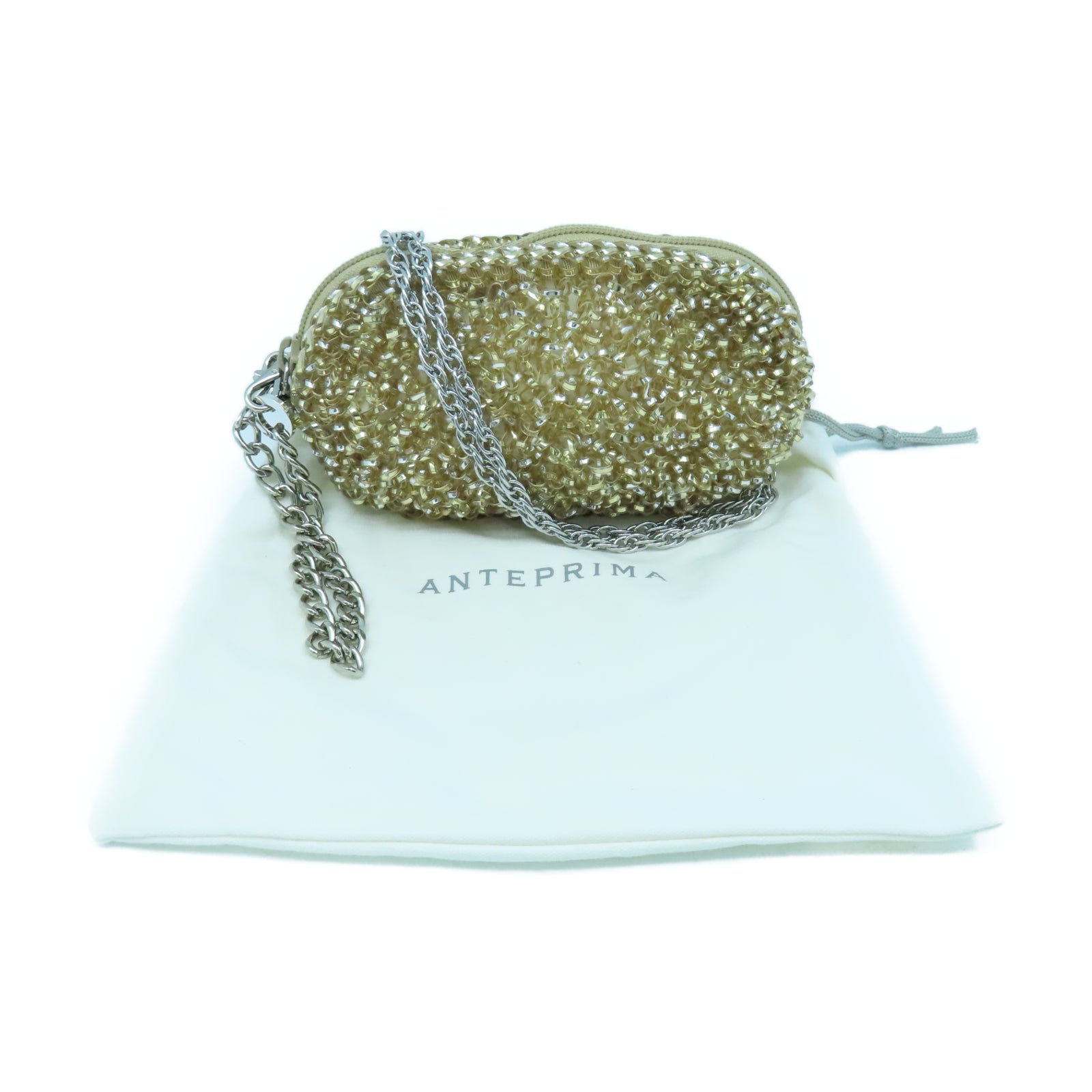 ANTEPRIMA PVC Chain Shoulder銀扣鏈帶肩背袋金色
