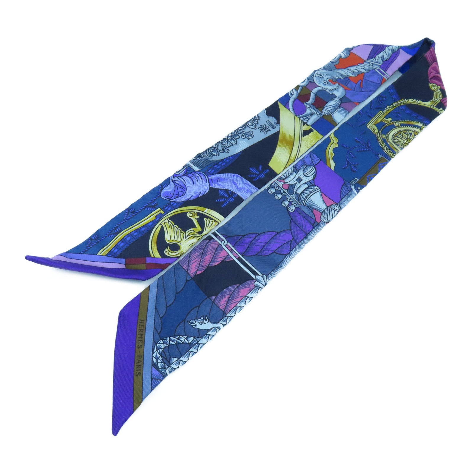 HERMES 丝质Twilly丝巾蓝色