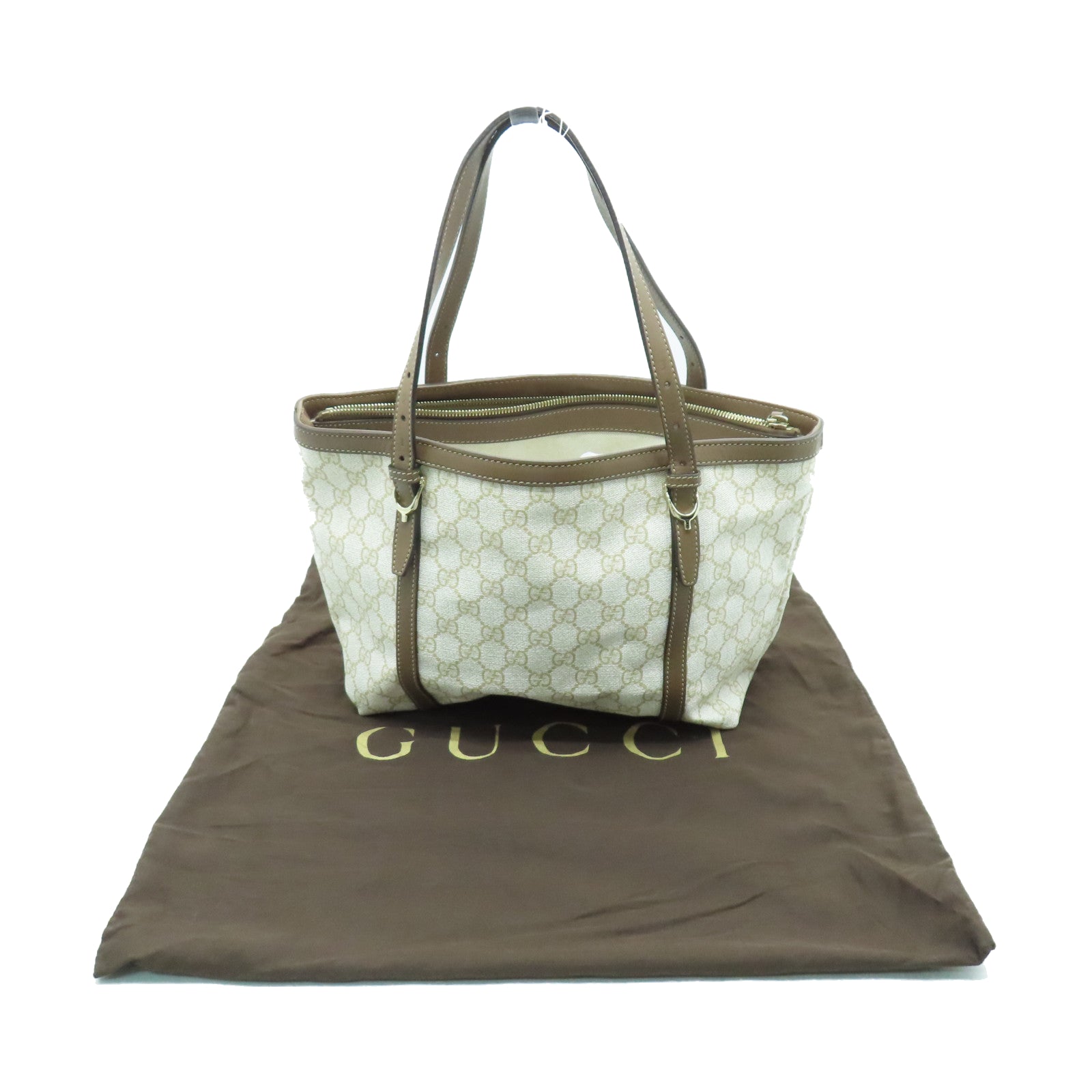 GUCCI 塗層帆布Shoulder Bag金扣肩背袋白色