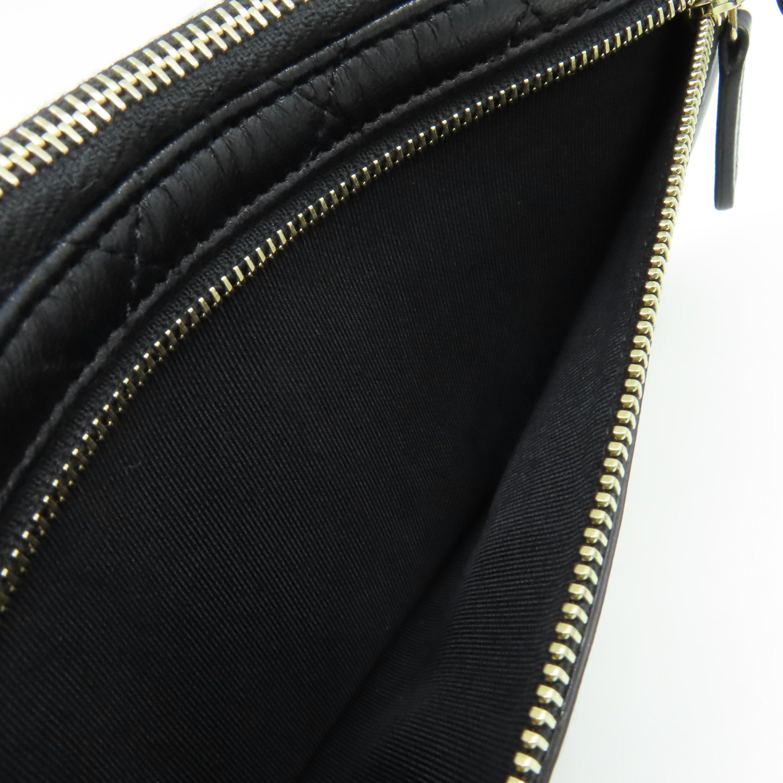 CHANEL 菱格羊皮批皮革Pouch Wallet金扣長錢包黑色
