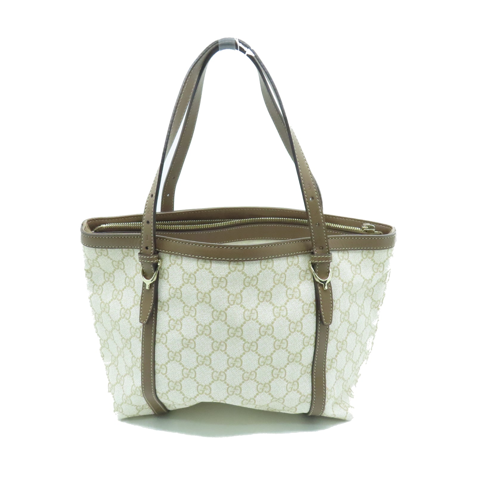 GUCCI 塗層帆布Shoulder Bag金扣肩背袋白色