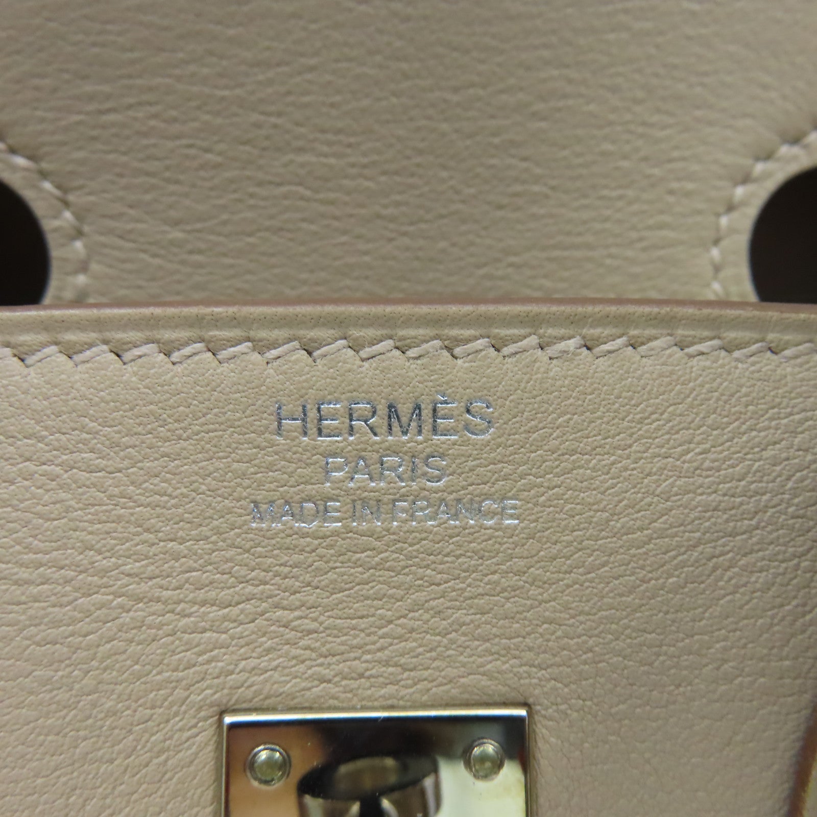 HERMES Swift皮革Birkin 25 Hand Bag銀扣手挽袋Argile鑽石灰色