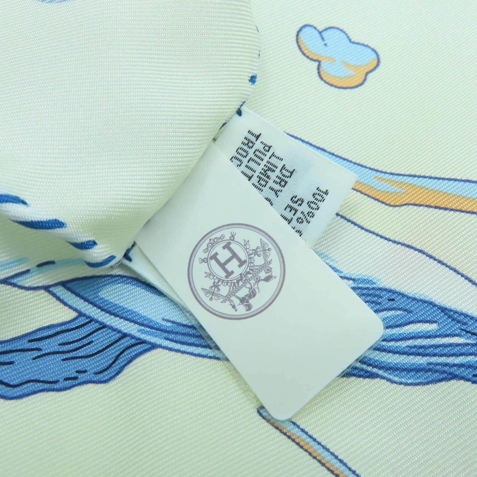 HERMES 絲質Scarf 90x90絲巾米色/藍色