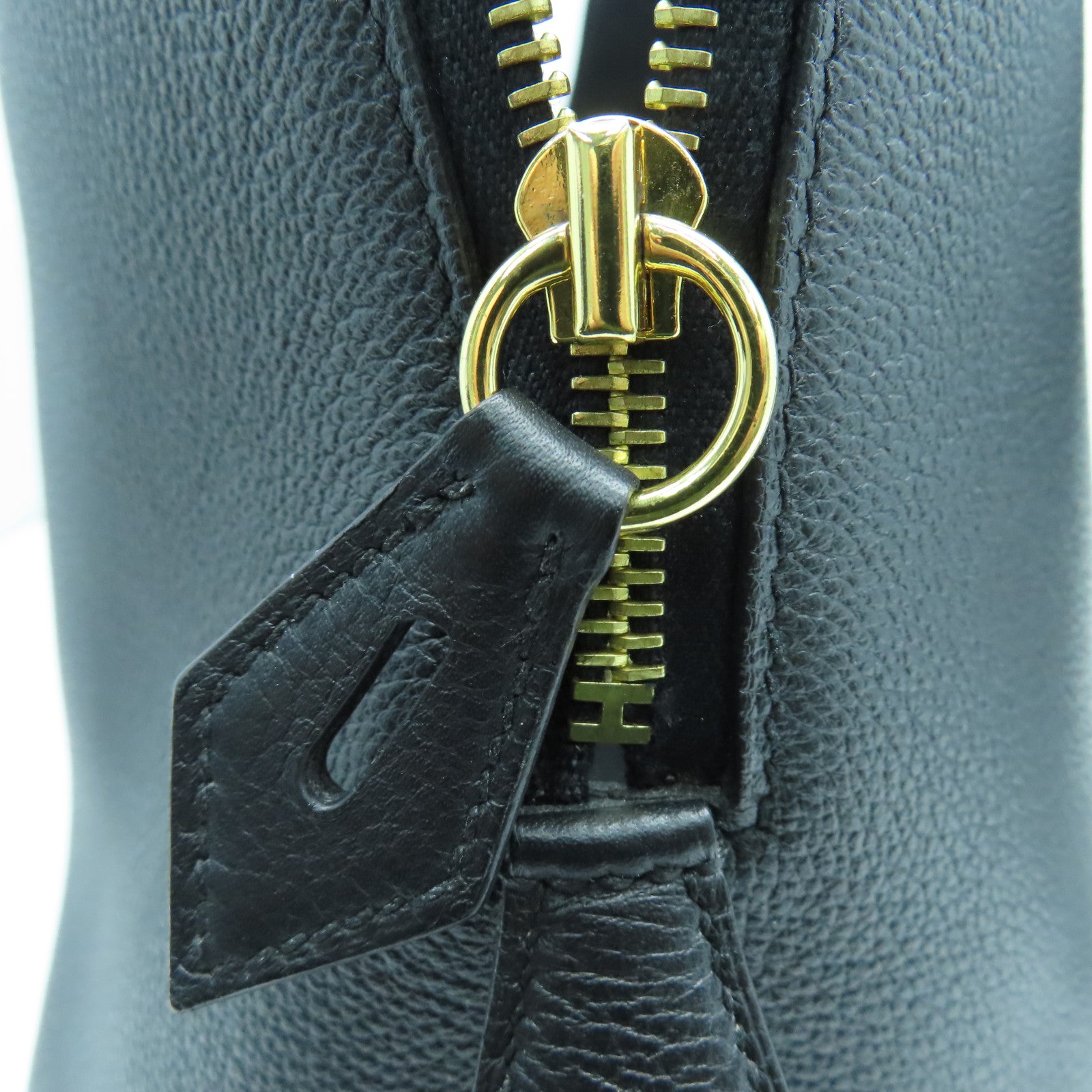HERMES Goatskin Leather Bolide 1923 Gold Buckle Handle Shoulder Bag Black