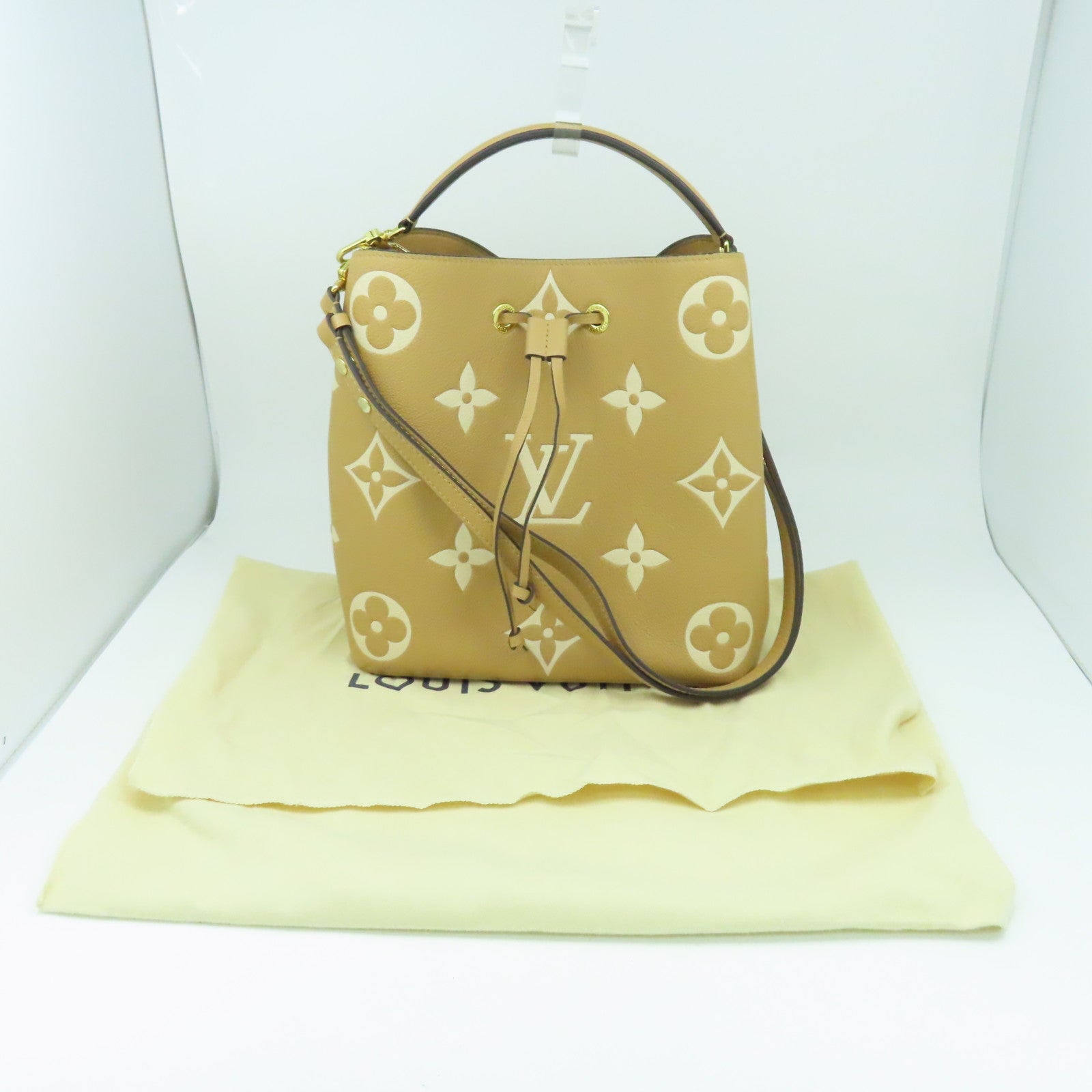 LOUIS VUITTON Monogram Empreinte NeoNoe MM金招肩背袋粉紅色