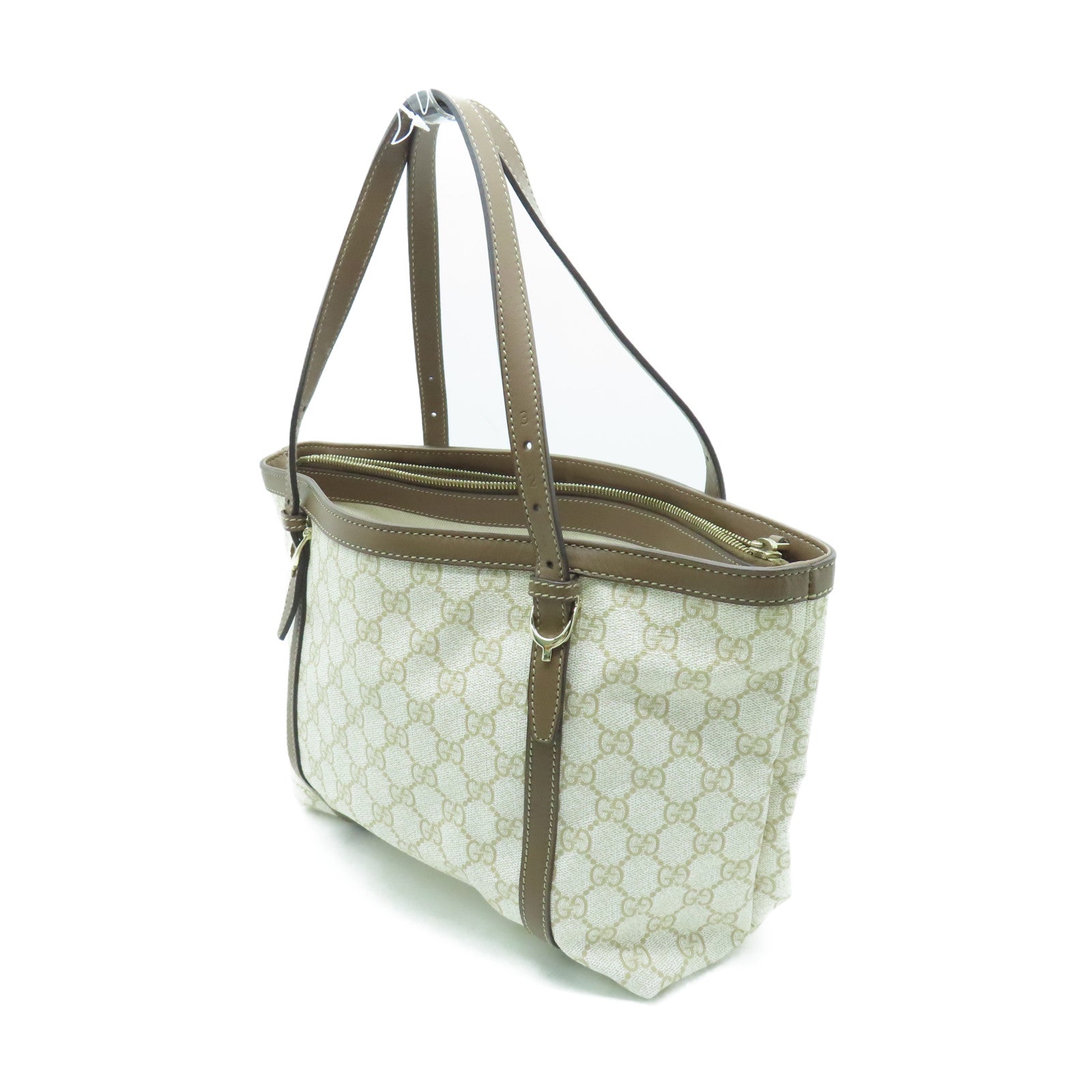 GUCCI 塗層帆布Shoulder Bag金扣肩背袋白色