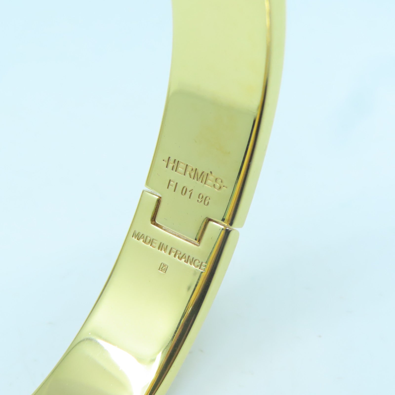 HERMES 金屬/琺瑯H Bangle金扣手鐲藍色/金色