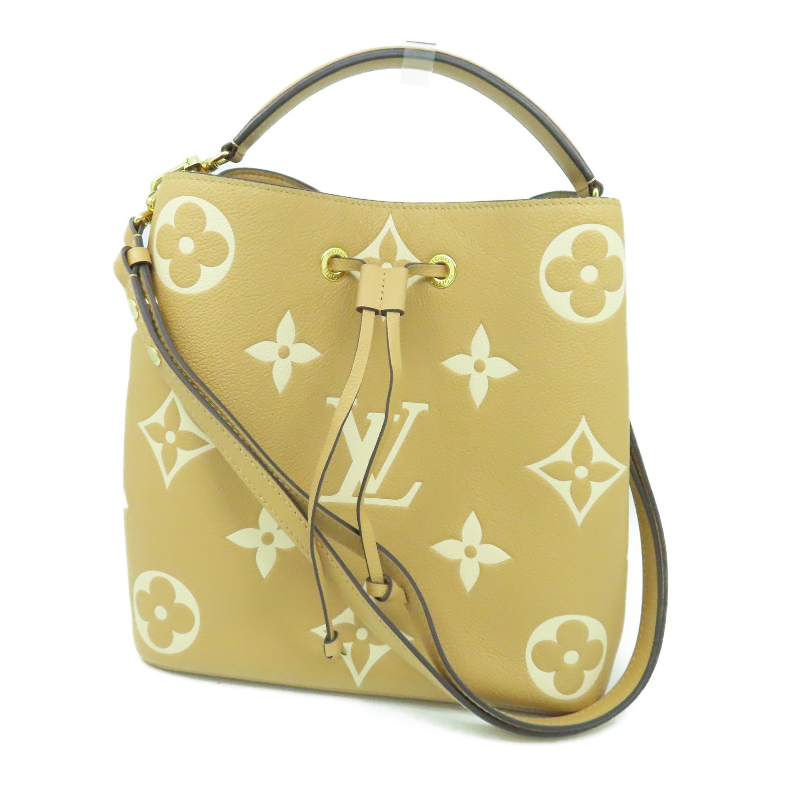 LOUIS VUITTON Monogram Empreinte NeoNoe MM金招肩背袋粉紅色