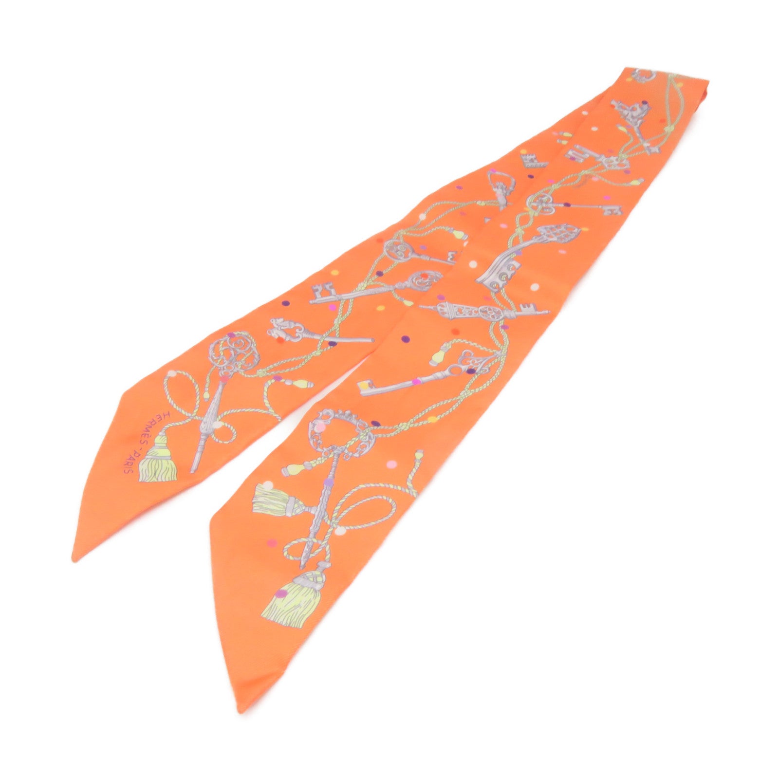 HERMES 丝质Twilly Scarf丝巾橙色/彩色