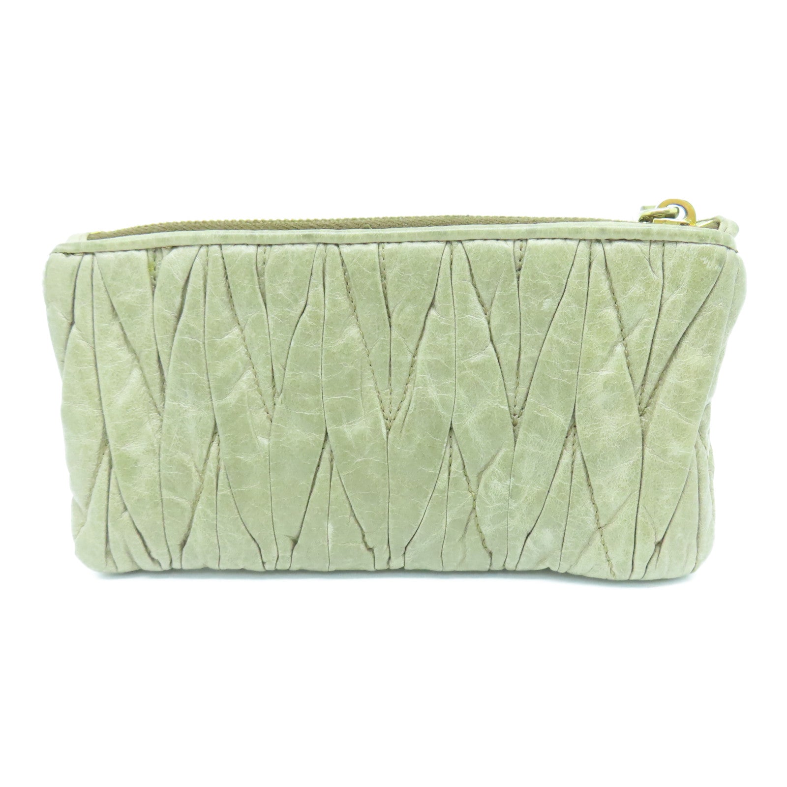 Miu Miu Leather Pouch Gold Buckle Bag Beige
