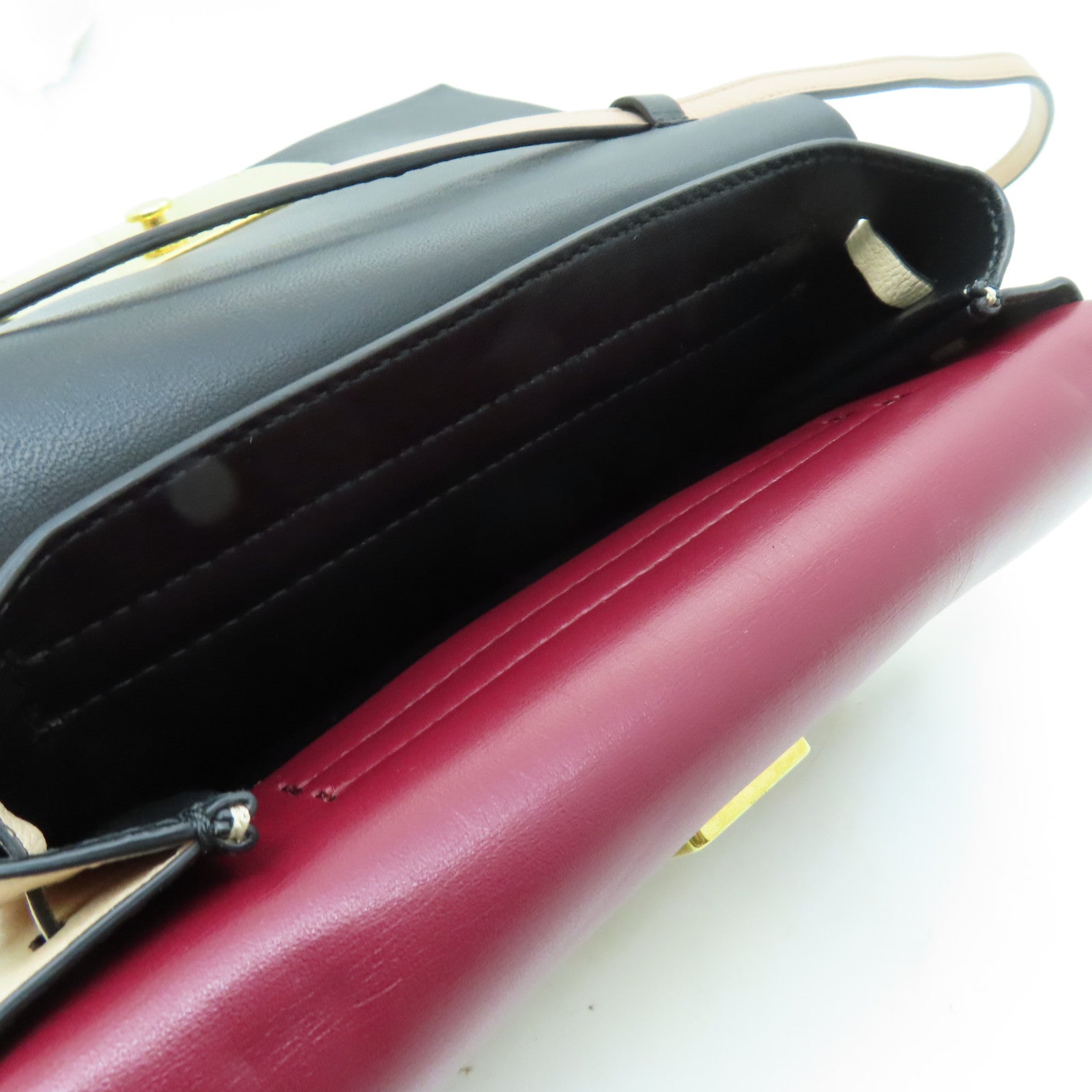 Valentino 【激減優惠】牛皮皮革Shoulder Bag金扣肩背袋淺褐色/紅色/黑色