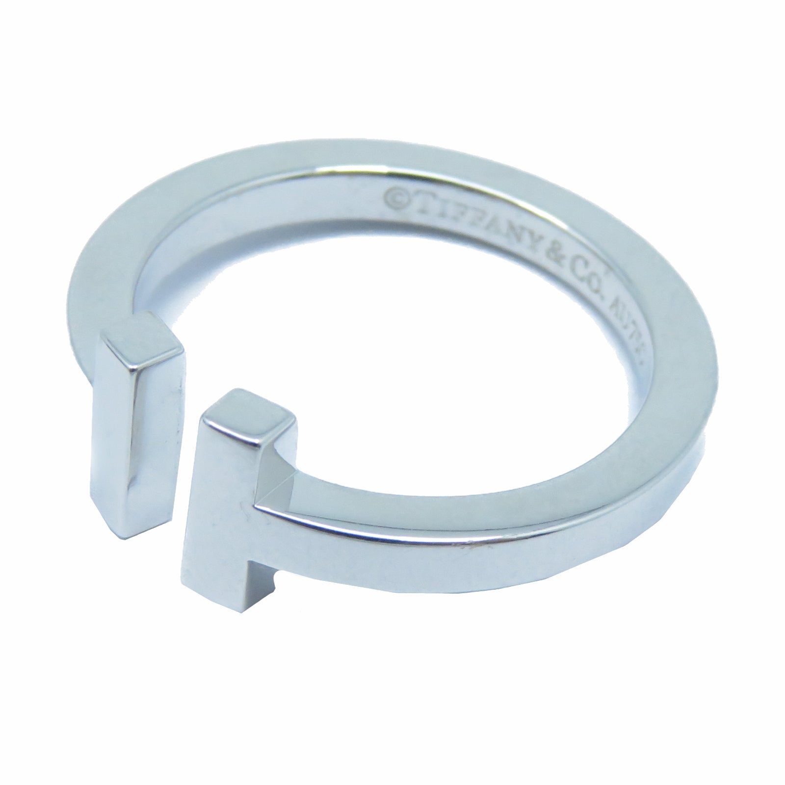 TIFFANY＆CO 18K白金T Ring戒指US#8.5