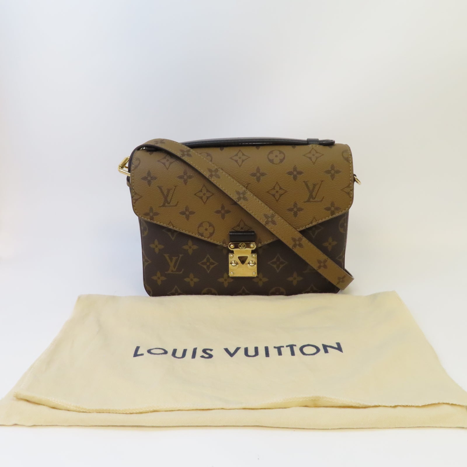 LOUIS VUITTON Monogram Pochette Metis金扣肩背袋啡色